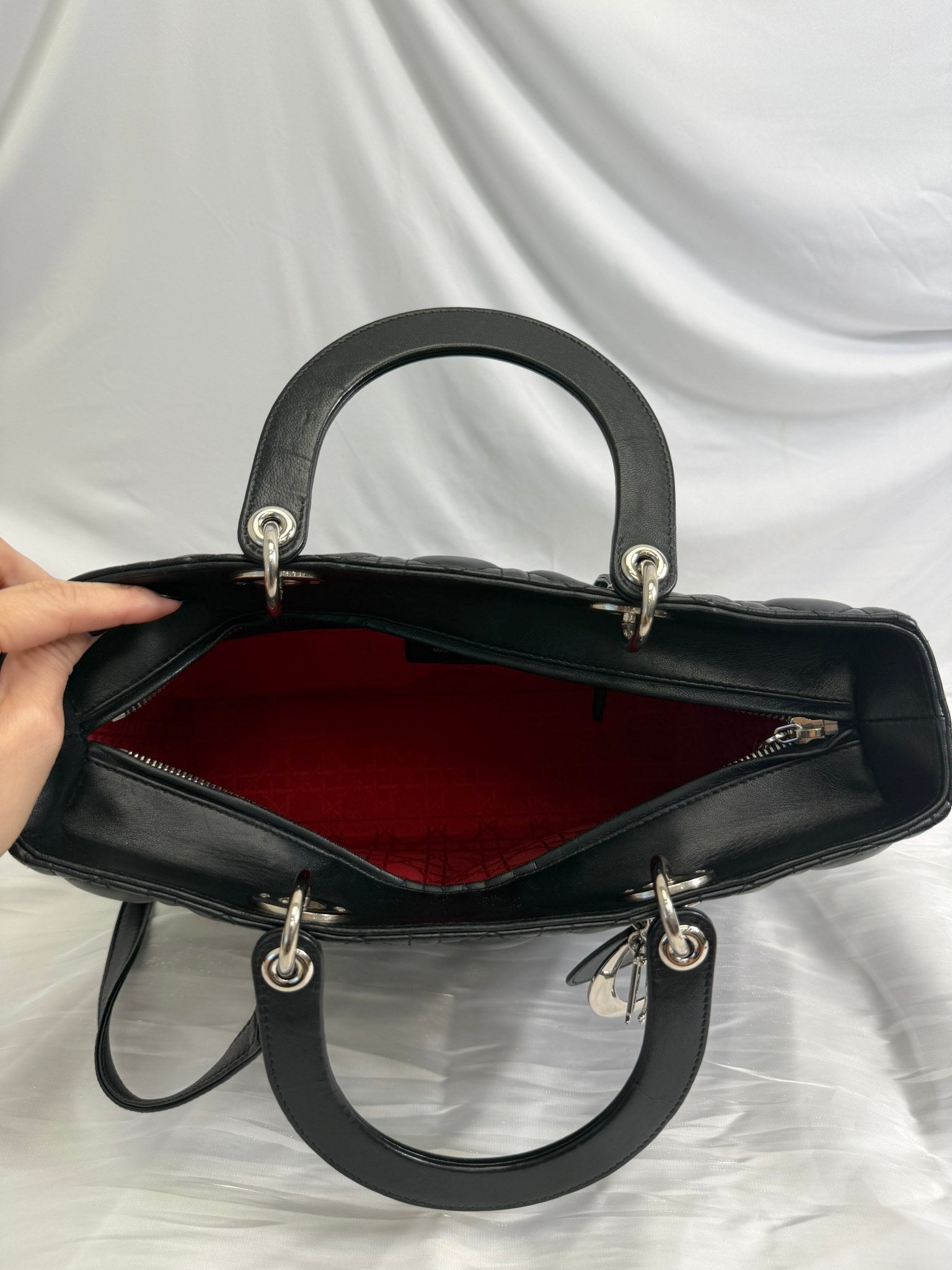 Christian Dior Black Cannage Lambskin Large Lady Dior