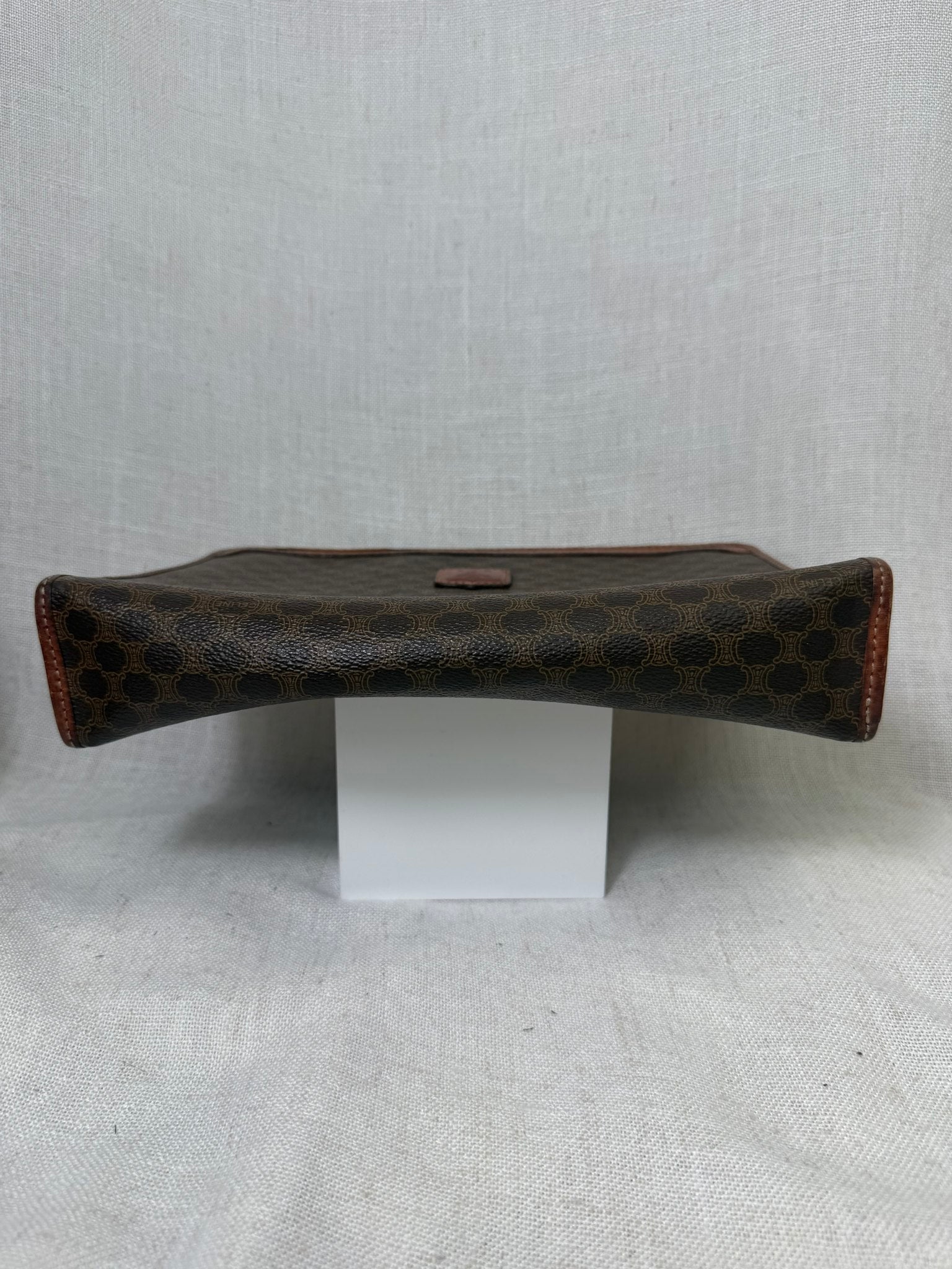 Celine Brown Coated Canvas Macadam Clutch Travel Bag