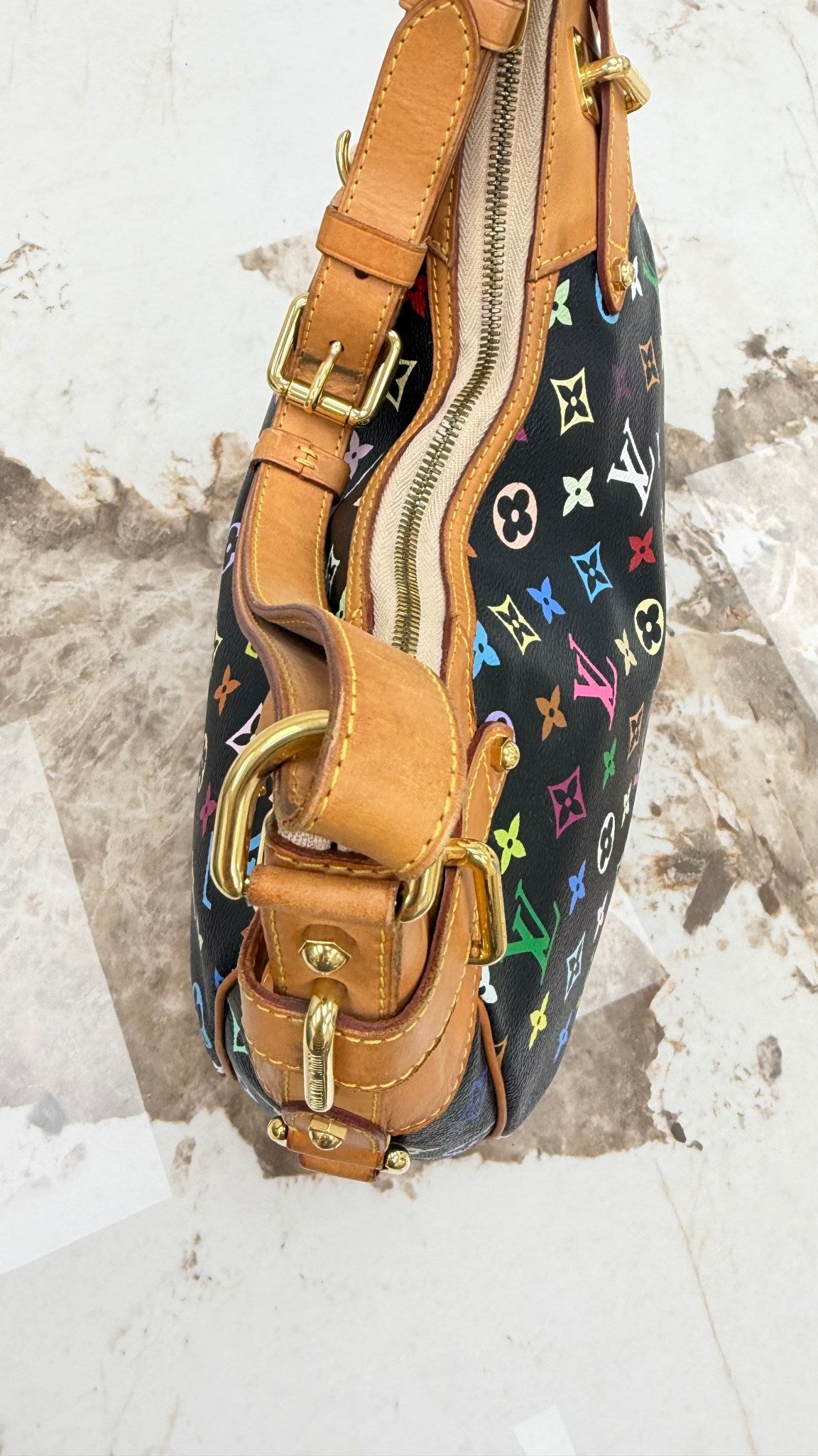 Louis Vuitton Black Multicolor Monogram Greta Shoulder Bag