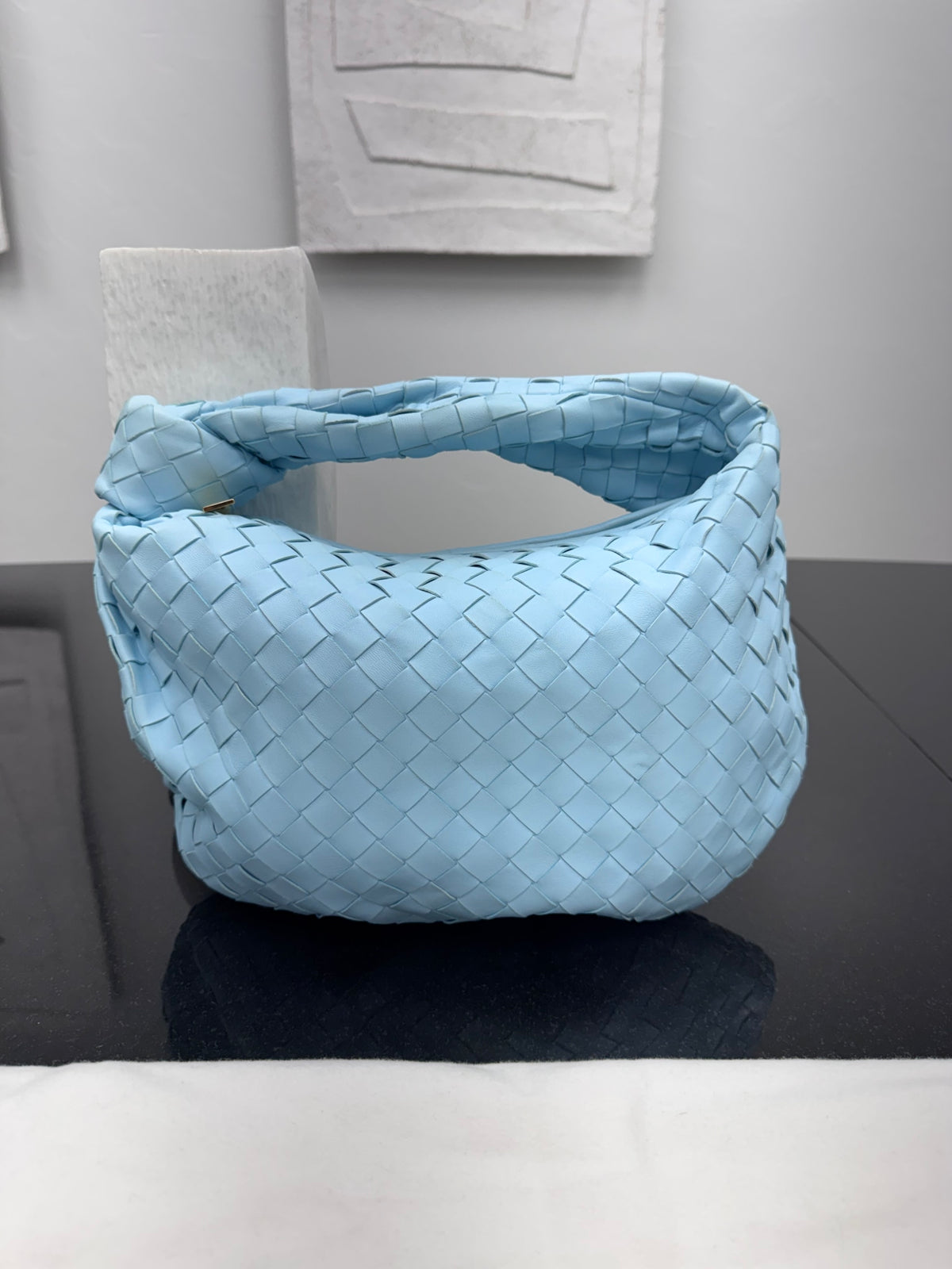 LIKE NEW - Bottega Veneta Blue Intrecciato Leather Jodie Handbag