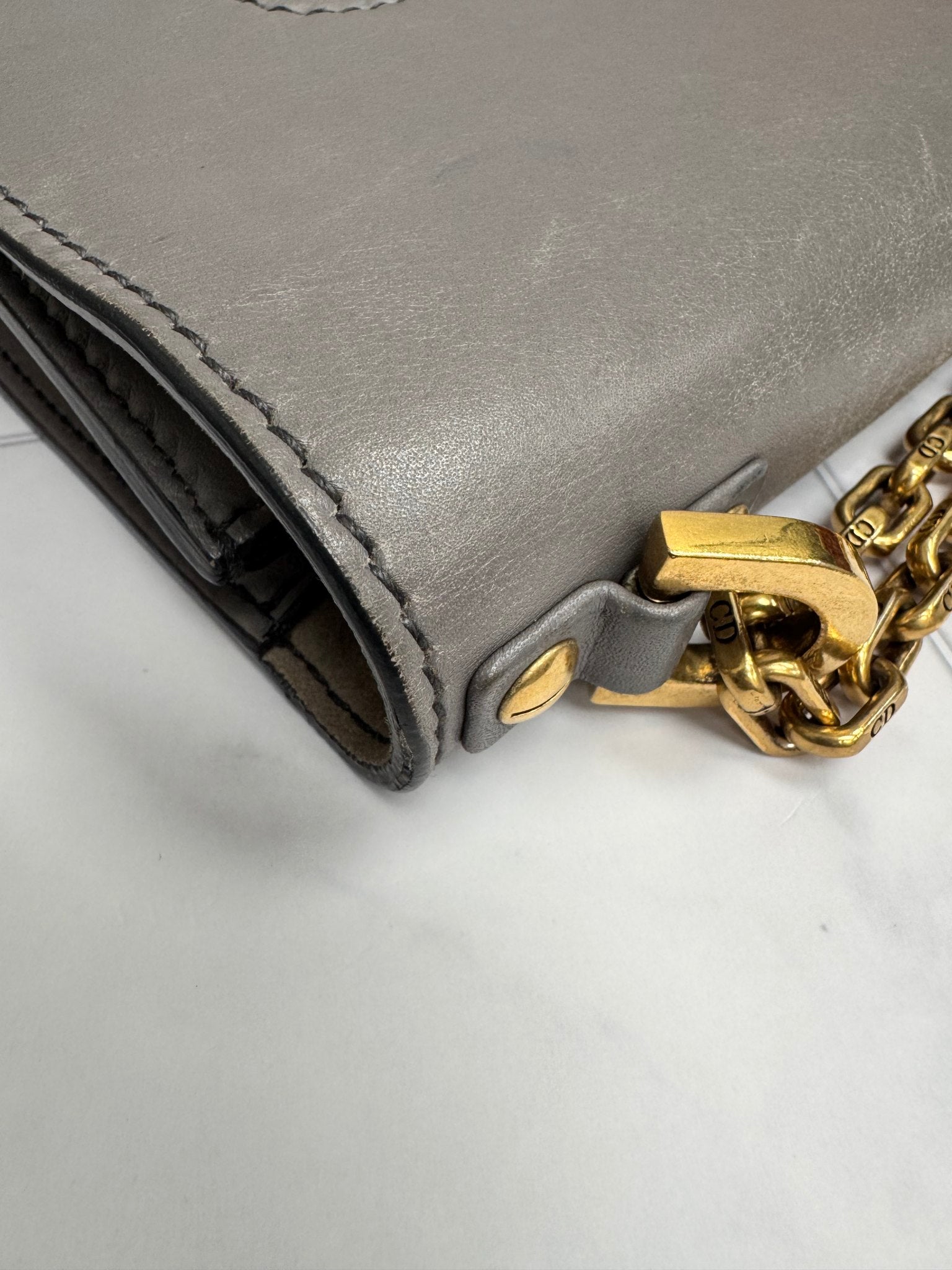 Christian Dior J'Adior Gray Leather Chain Flap Bag