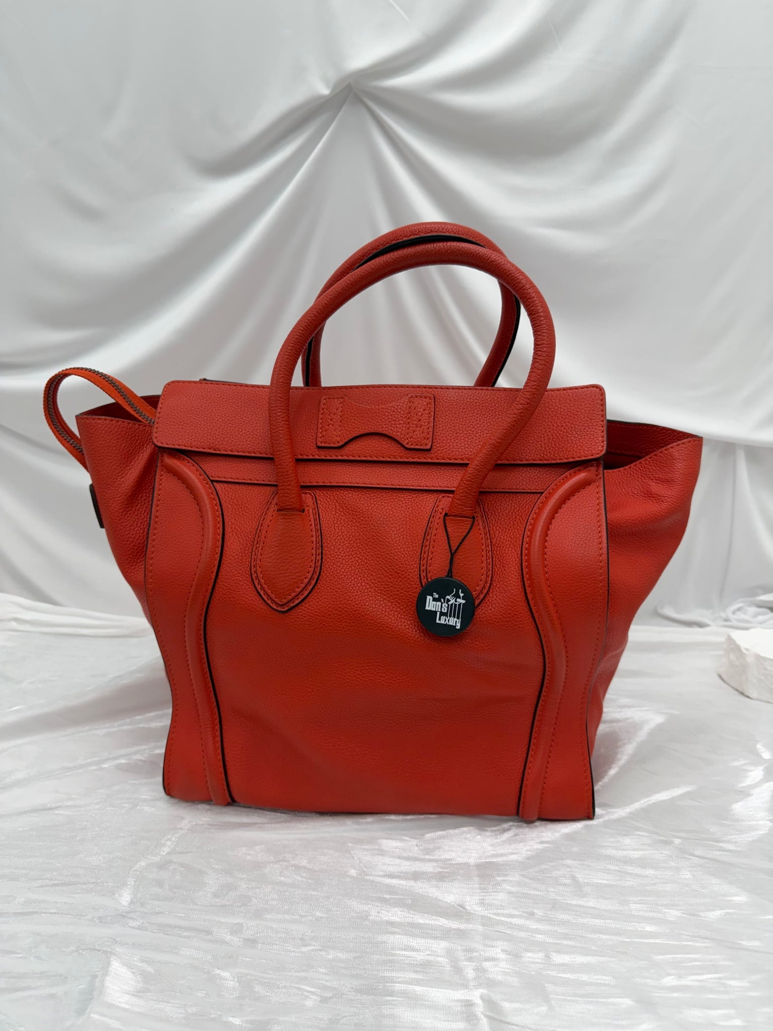 Celine Orange Leather Mini Luggage Handbag
