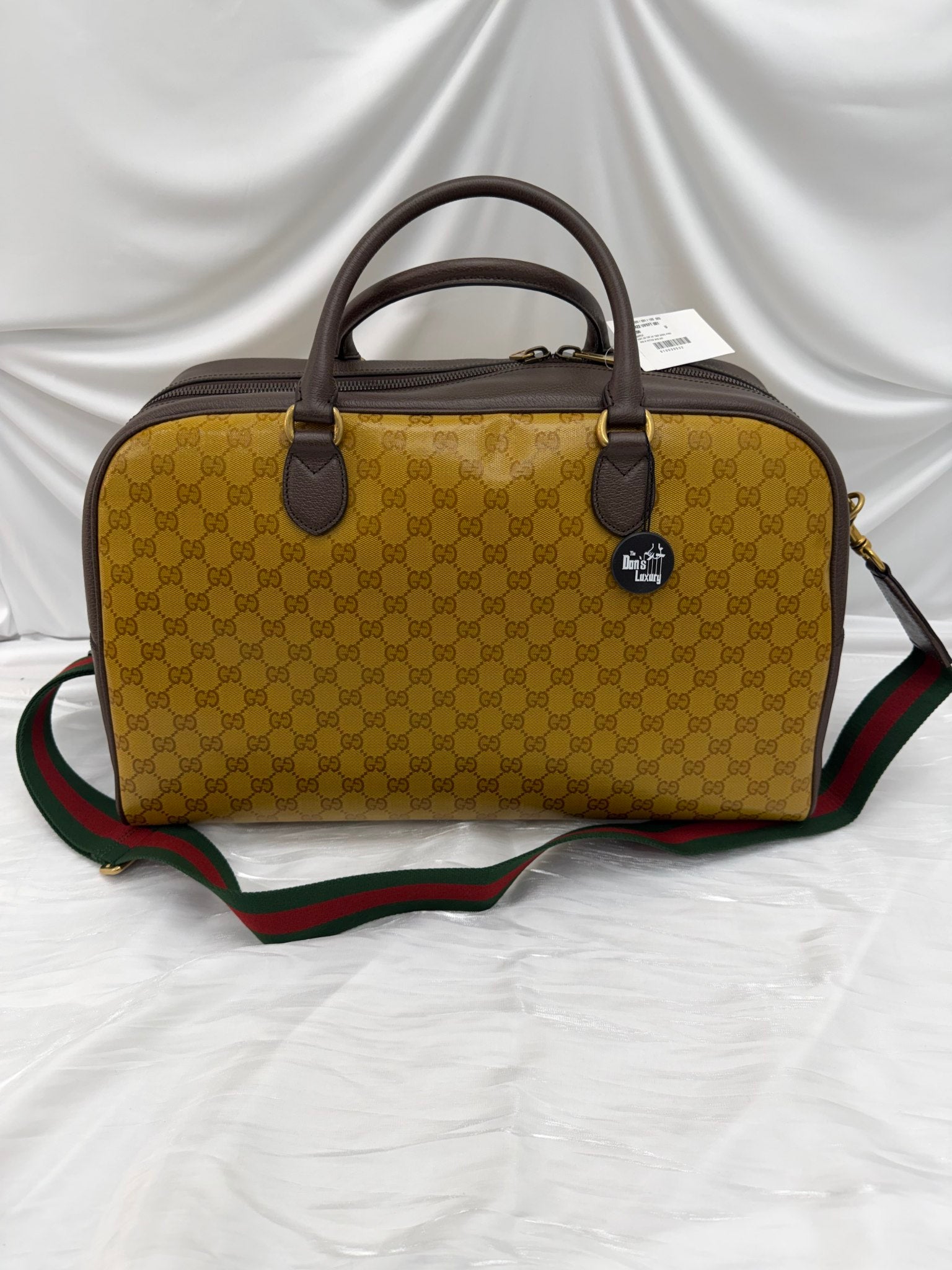 BRAND NEW- Gucci x Adidas GG Coated Canvas & Brown Leather Large Duffle Bag