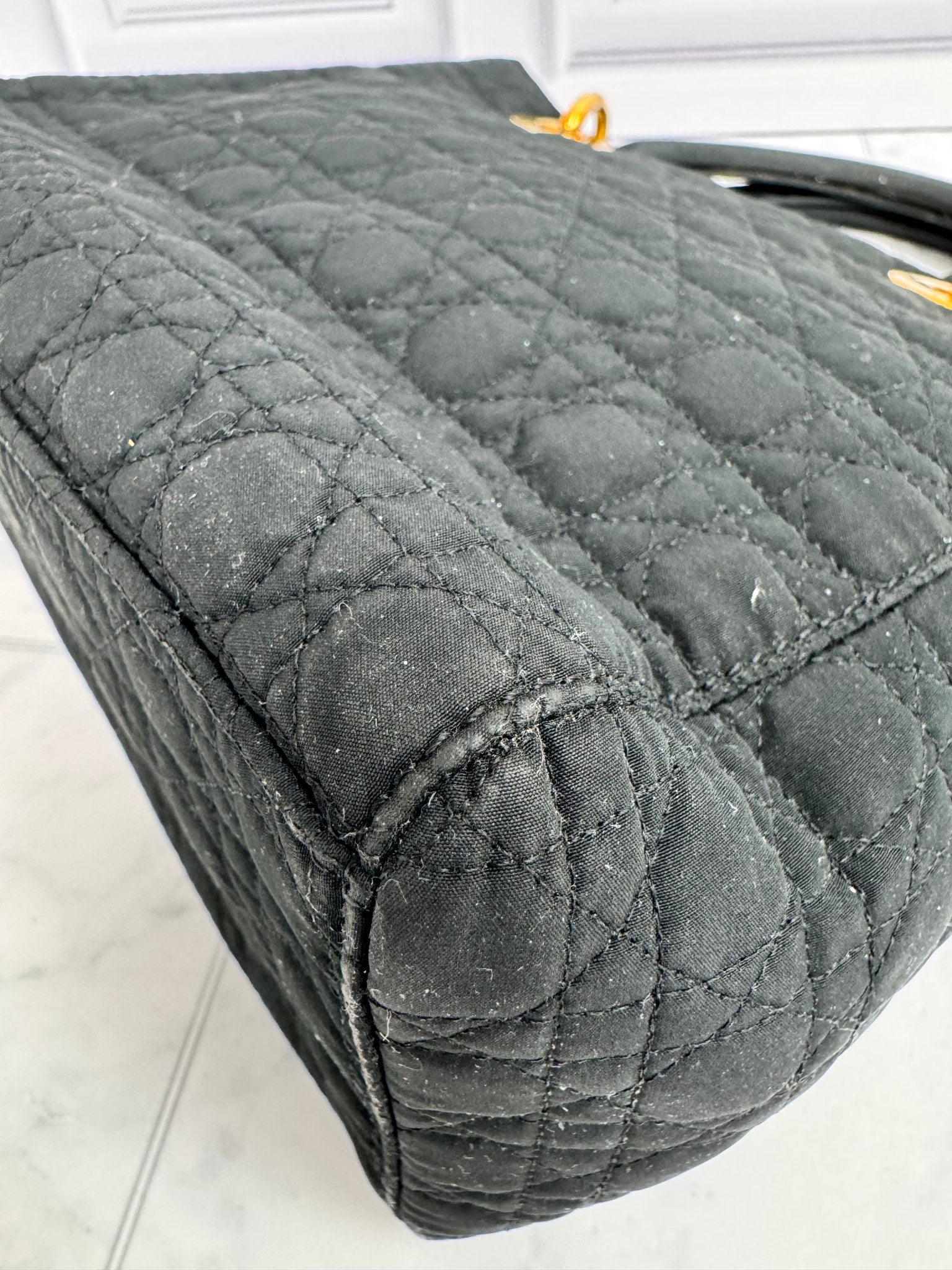 Christian Dior Black Quilted Cannage Canvas
