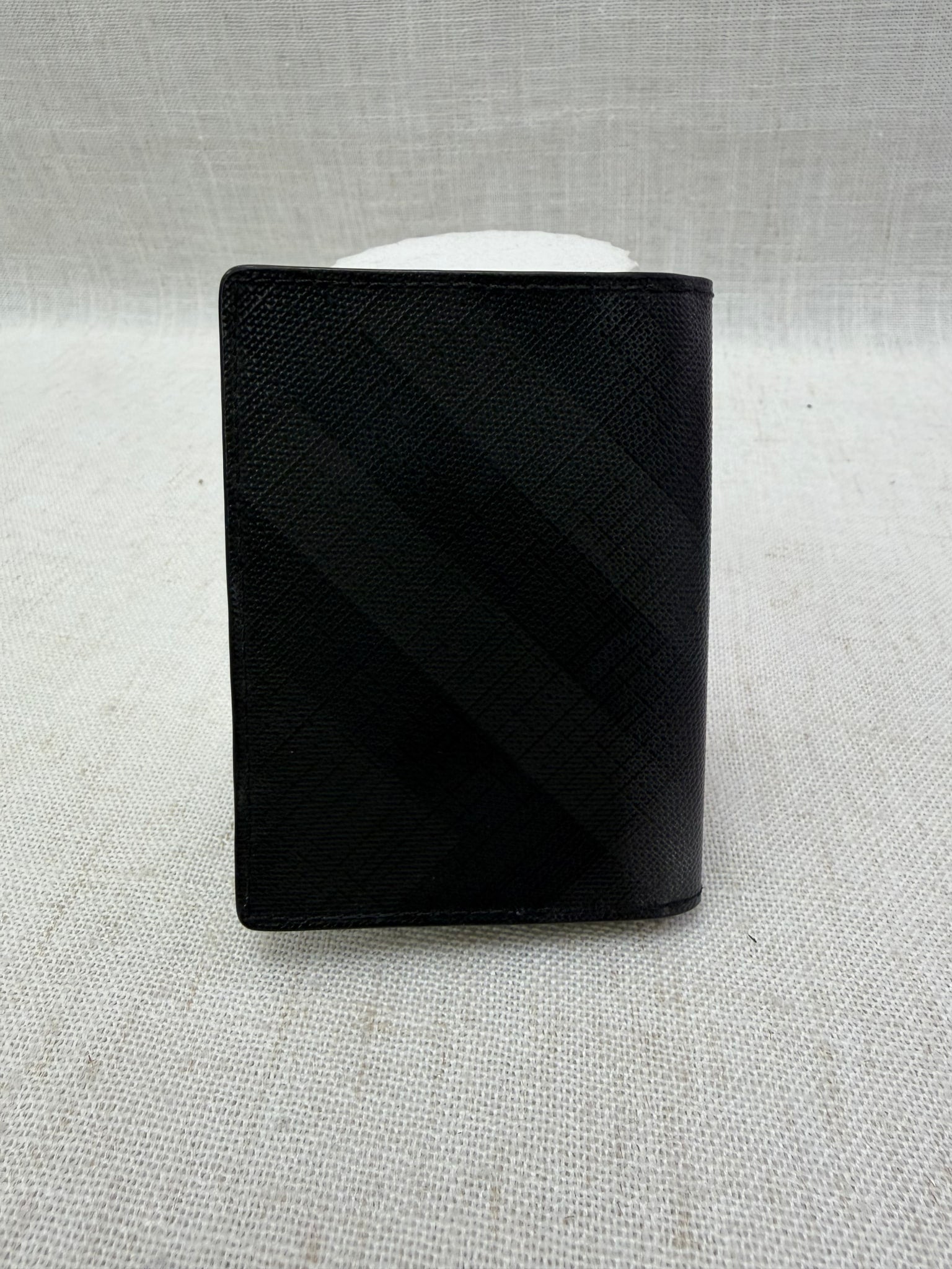 Burberry Black London Check Pebbled Leather Card Case
