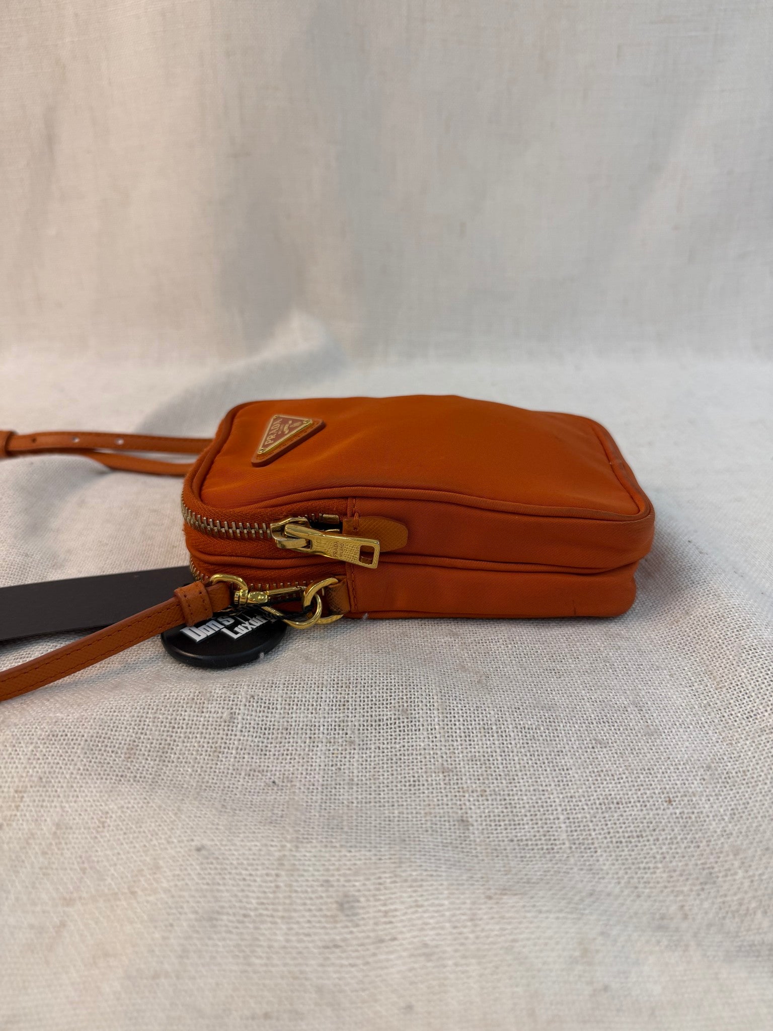 Prada Orange Nylon Tessuto Mini Crossbody Bag