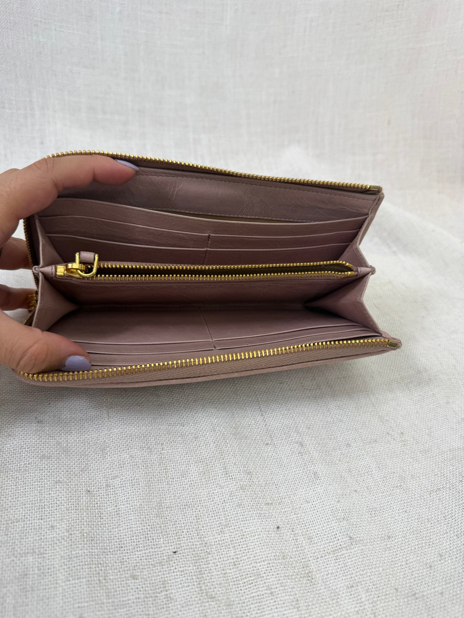 Prada Dusty Rose Quilted Leather Zippy Wallet