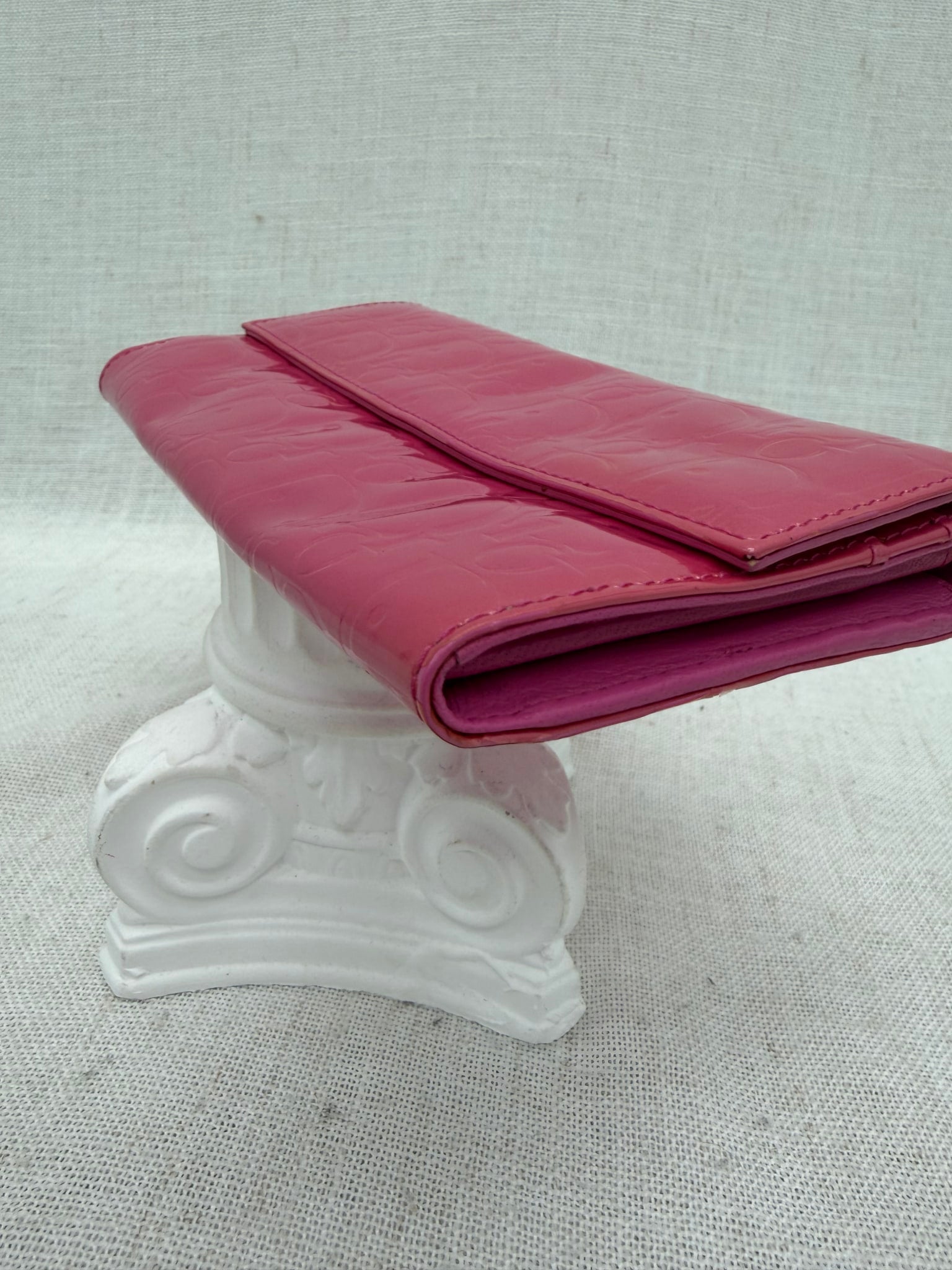 Christian Dior Pink Patent Leather Long Wallet