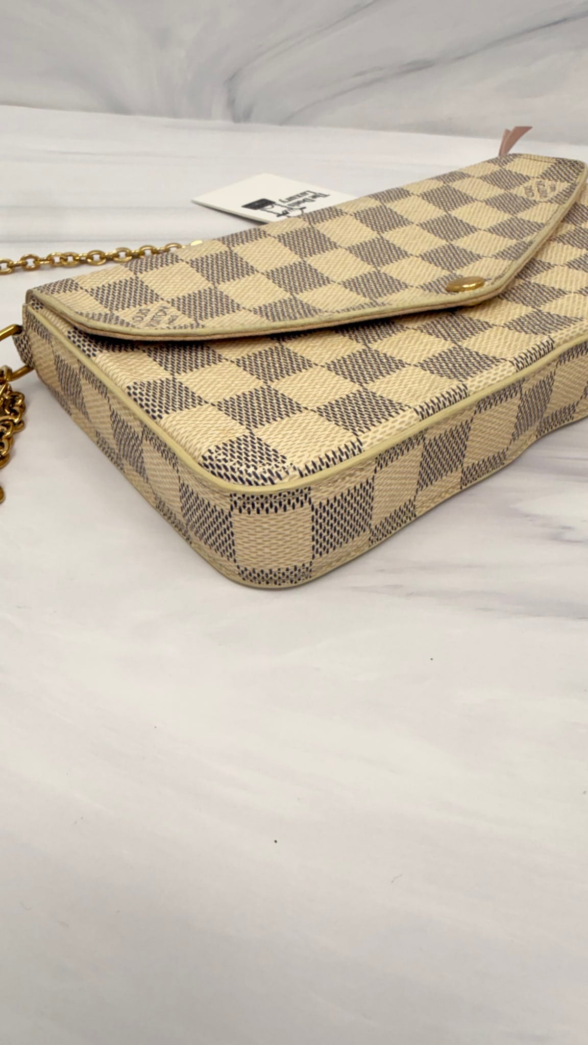 Louis Vuitton Damier Azur Pochette Felicie Chain Crossbody Bag