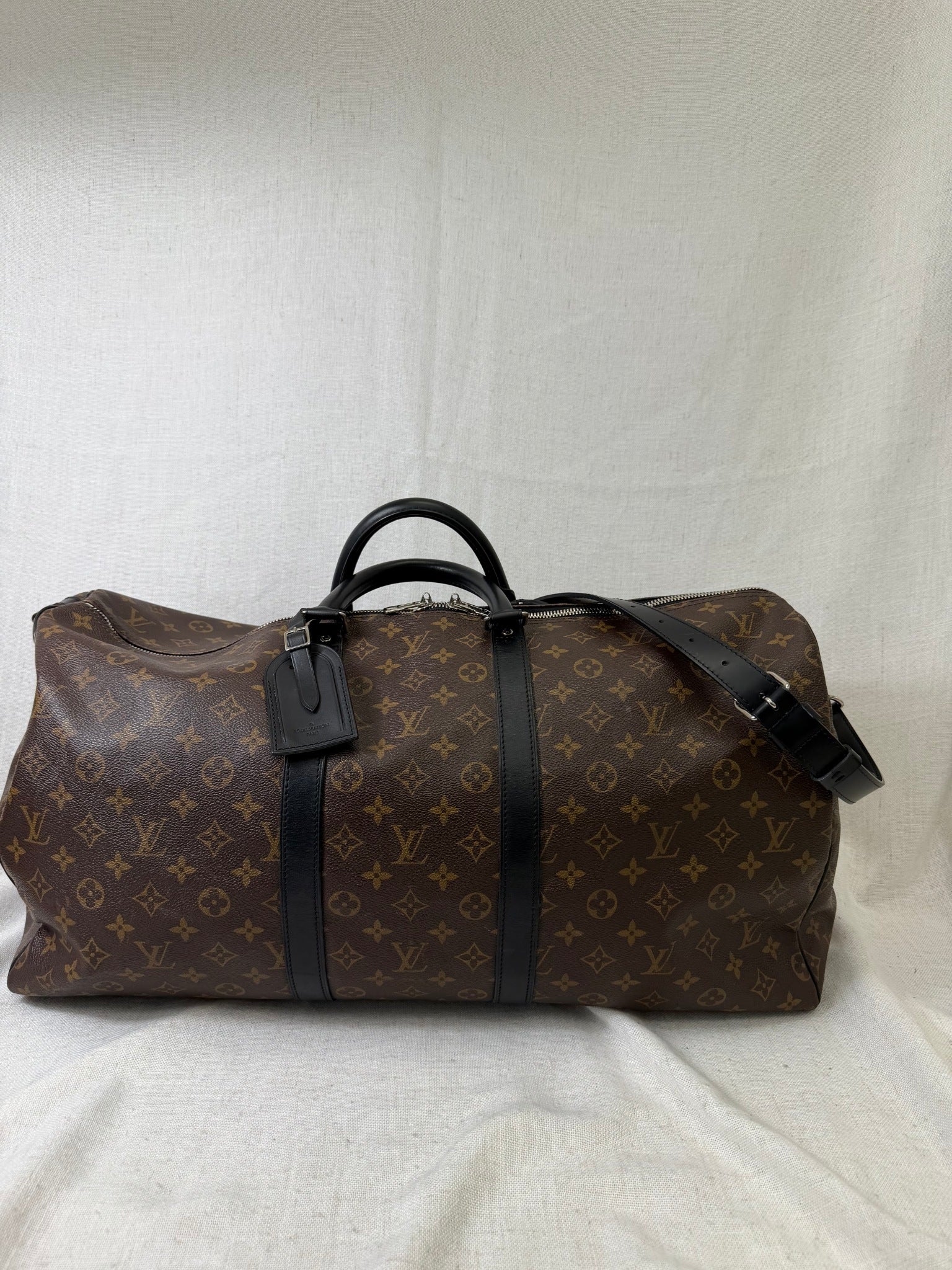 Louis Vuitton Monogram Macassar Keepall Bandouliere 55 Duffle Bag
