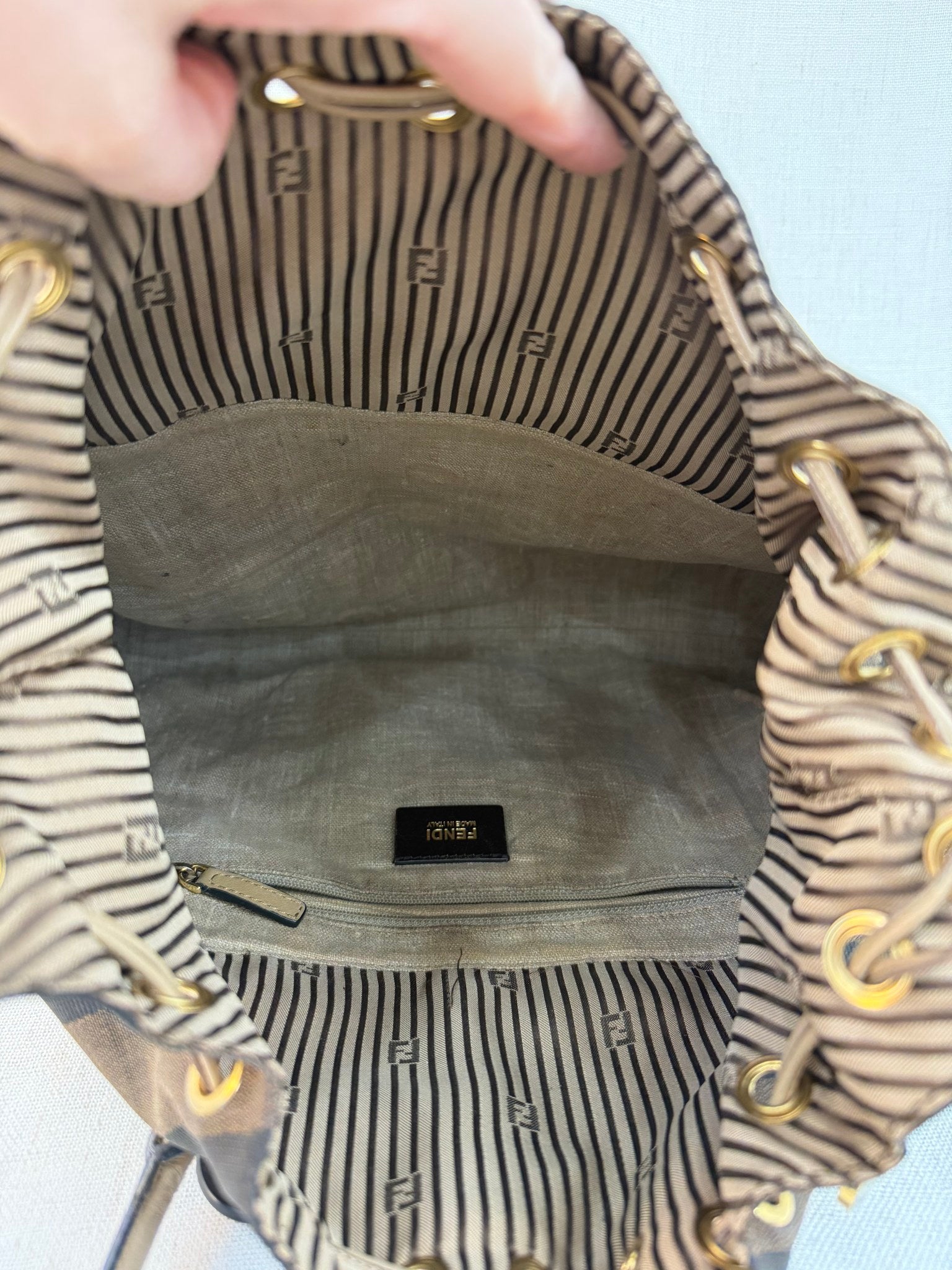 Fendi Tan Leather Studded Handbag