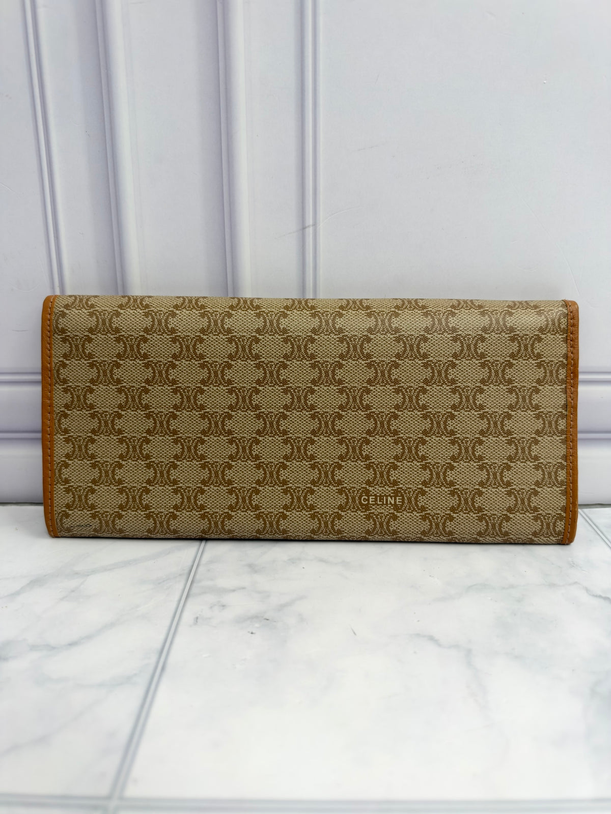 Celine Beige Macadam Coated Canvas Long Wallet