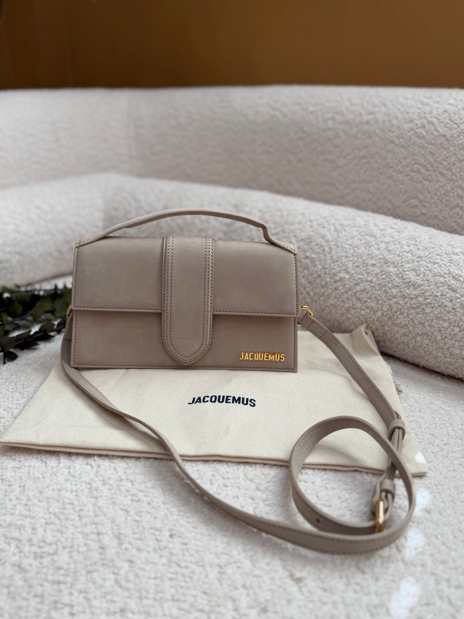 Jacquemus Beige Suede Large Bambino 2way Bag