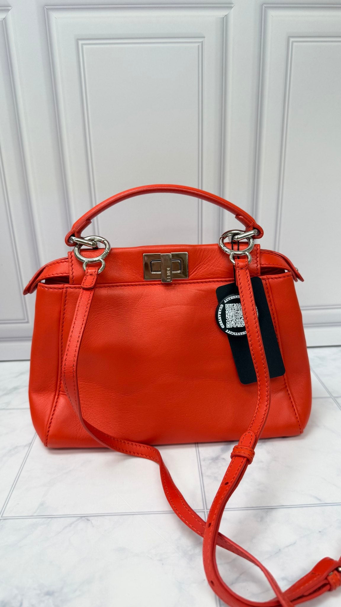 Fendi Orange Leather Peekaboo Mini handbag