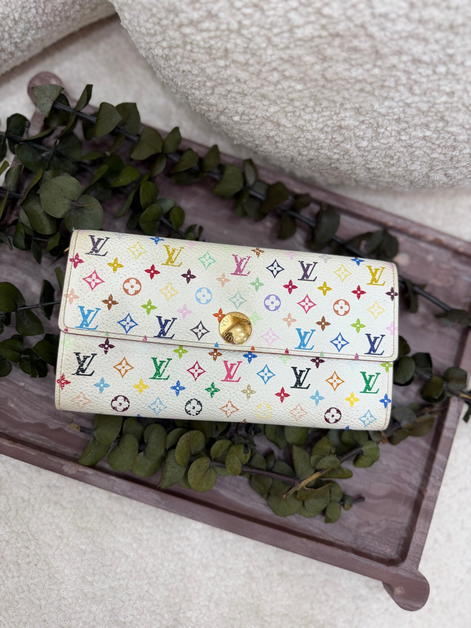 Louis Vuitton White Multicolore Monogram Sarah Wallet