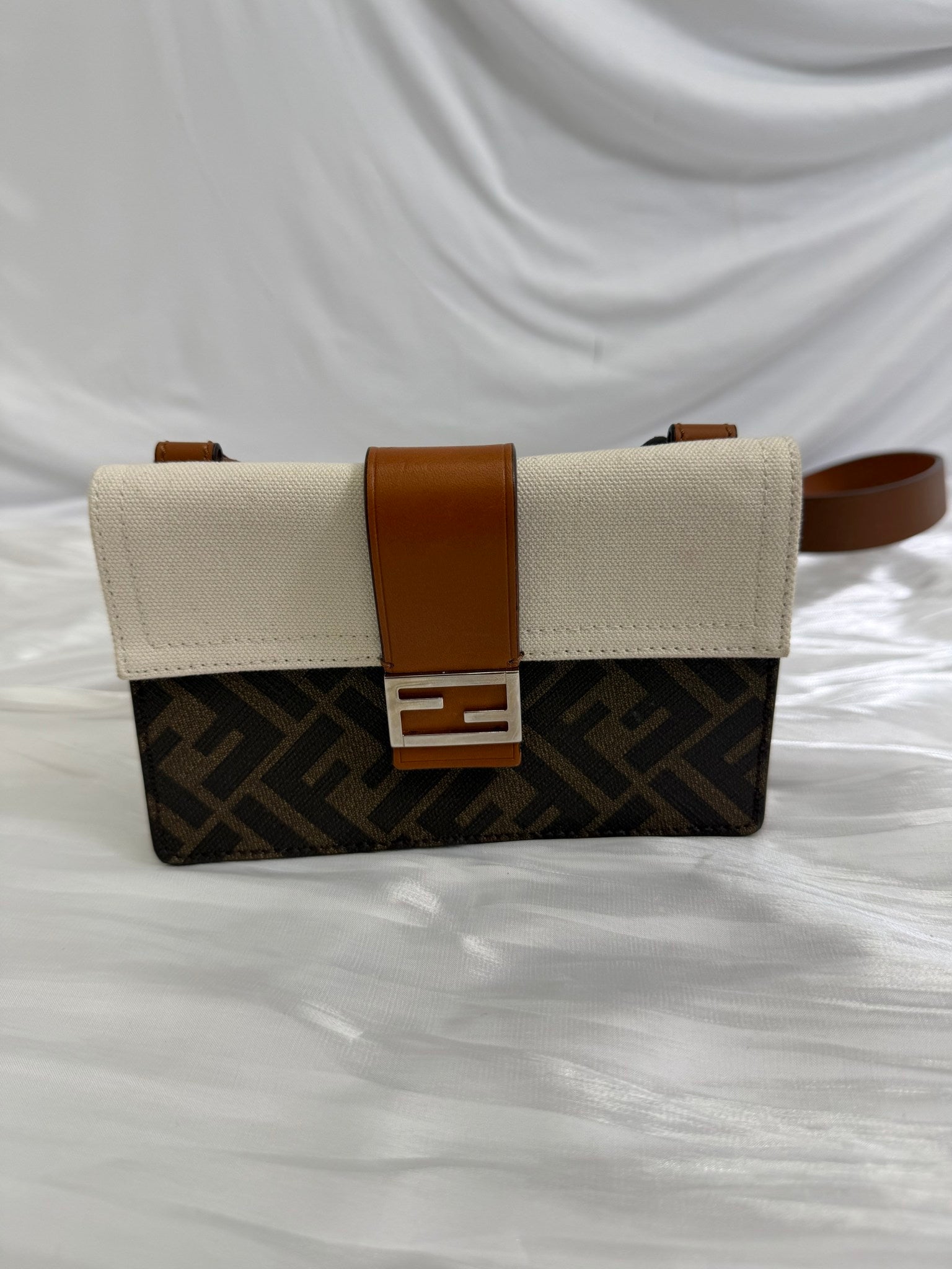 Fendi Brown Zucca Coated Canvas Baguette Crossbody