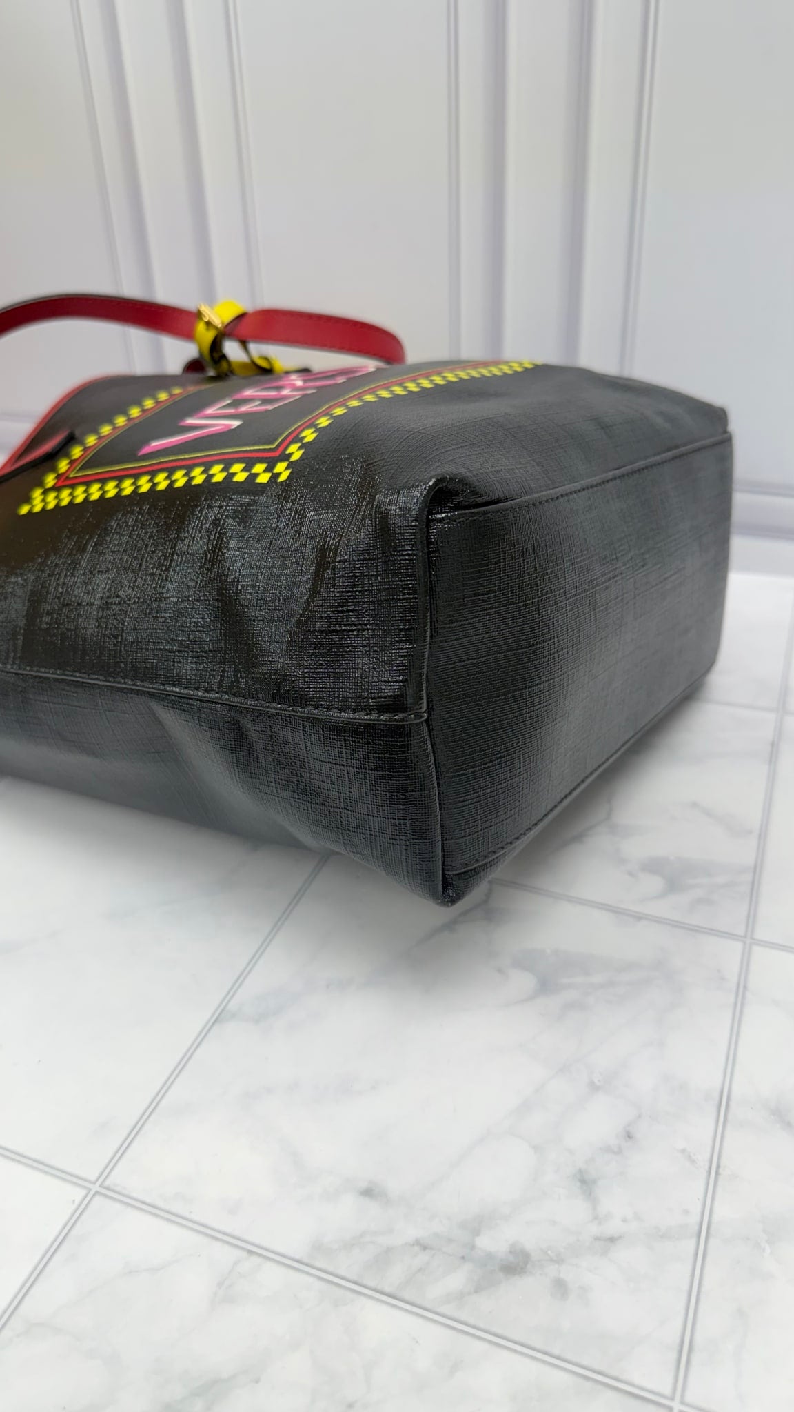 Versace Black Leather Tote Bag