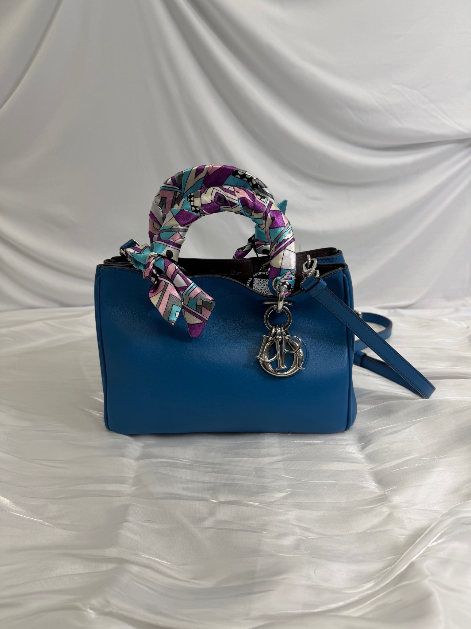 Christian Dior Blue Leather Diorissimo Small Tote Bag