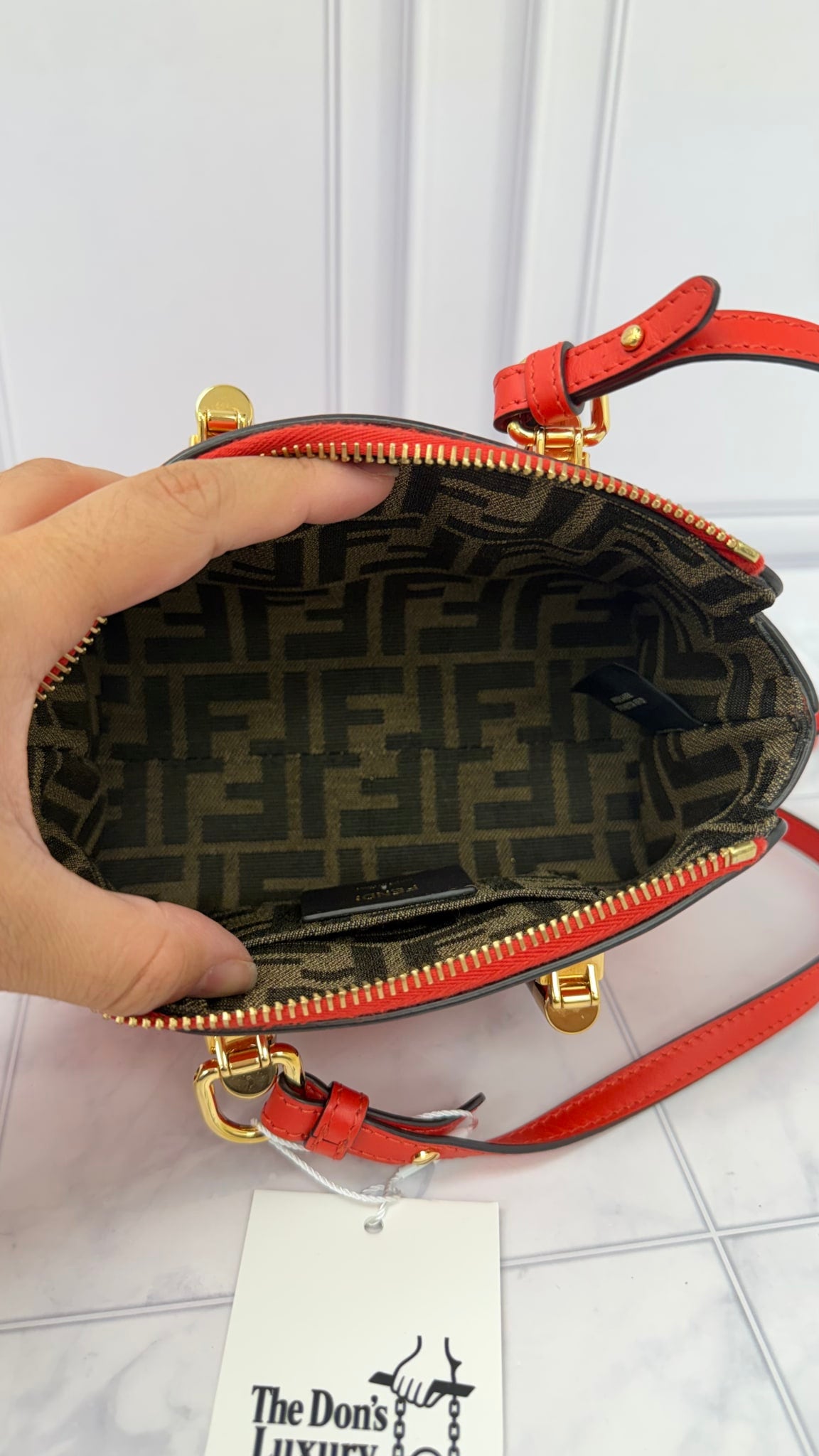 Fendi Red Leather Mini By The Way Boston Bag
