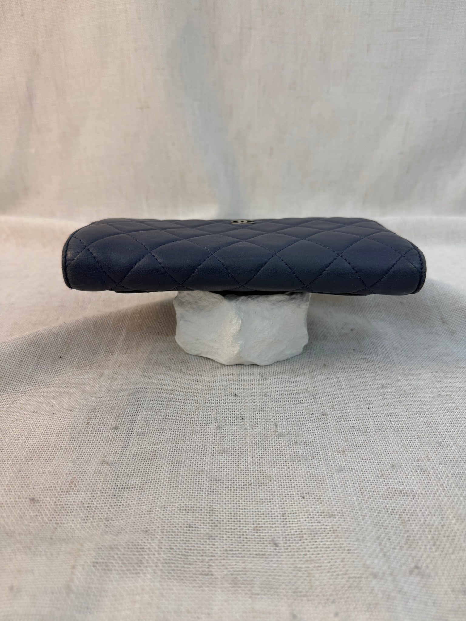 Chanel Blue Lambskin Quilted Long Wallet