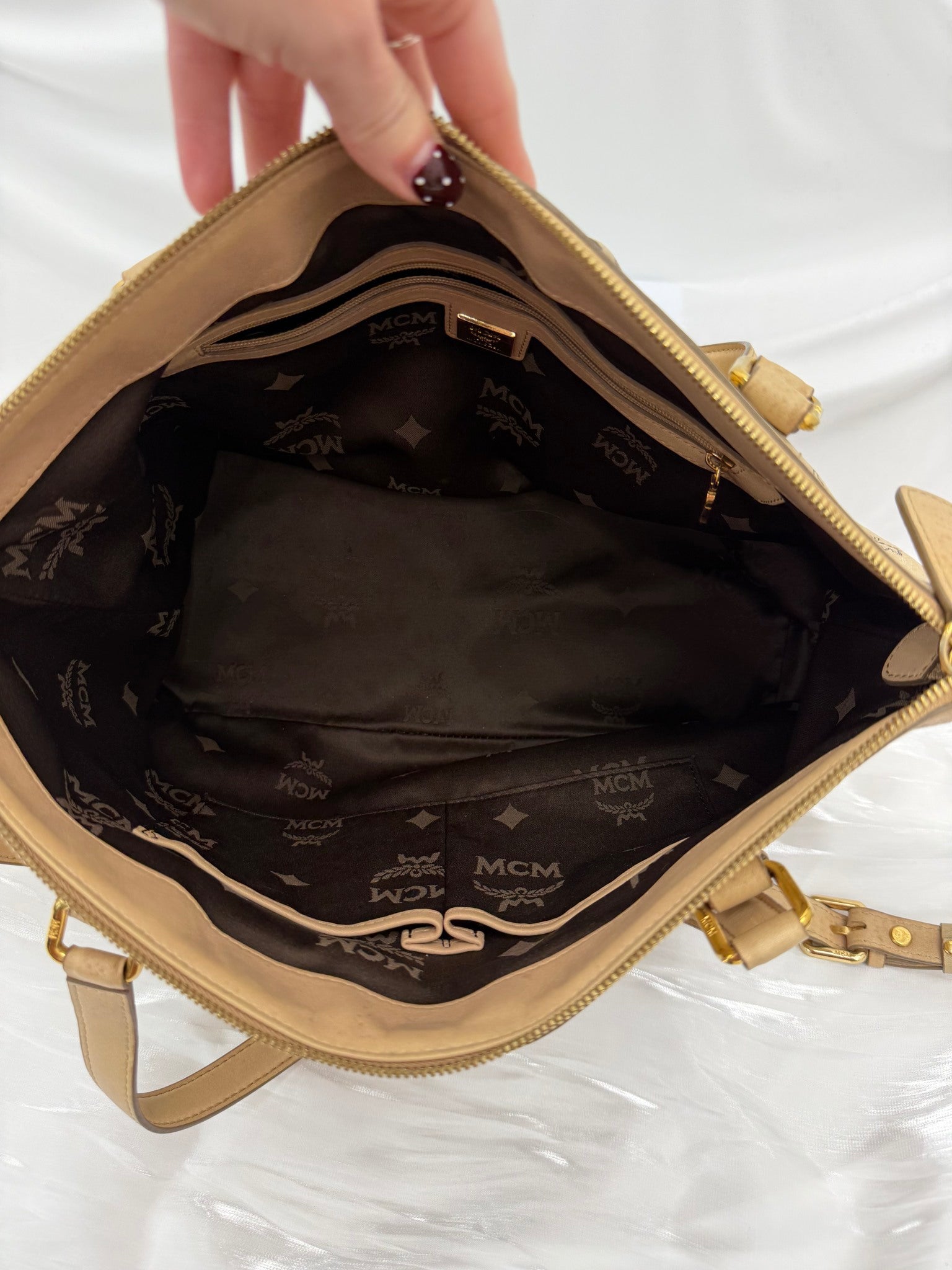 MCM Tan Visetos Coated Canvas 2Way Shopper Tote