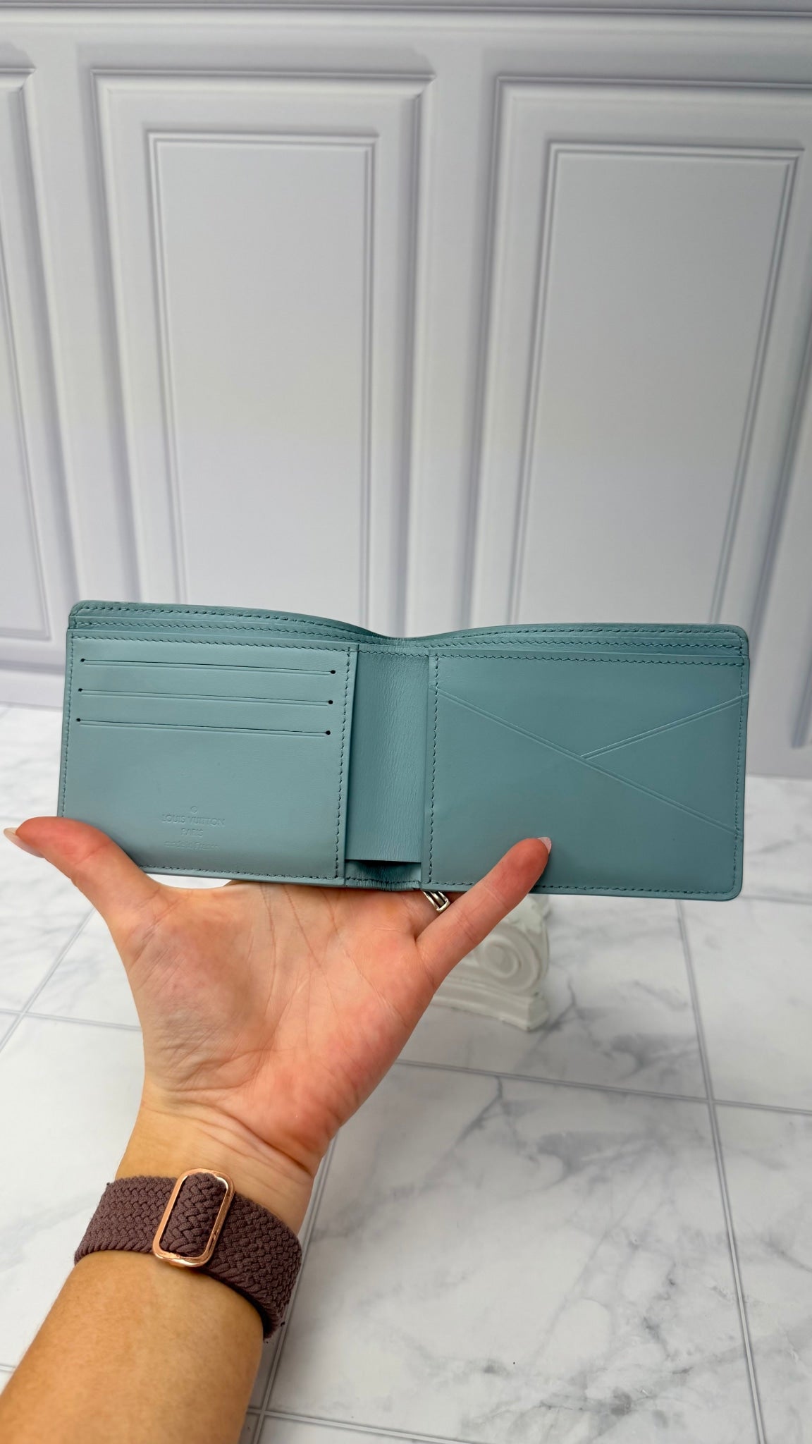 Louis Vuitton Blue Leather Aerogram Bifold