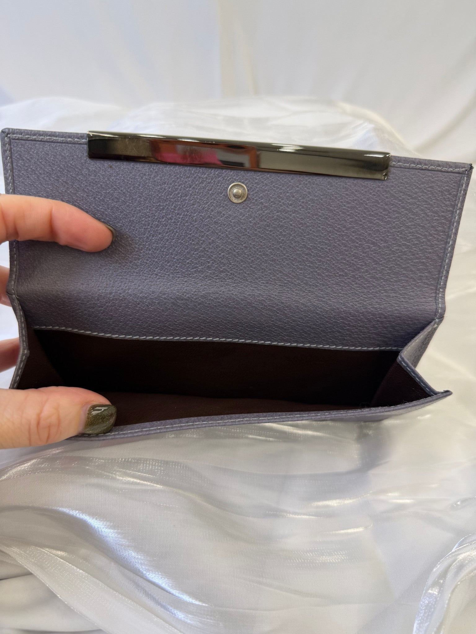 Gucci Lavender Leather Long Snap Wallet