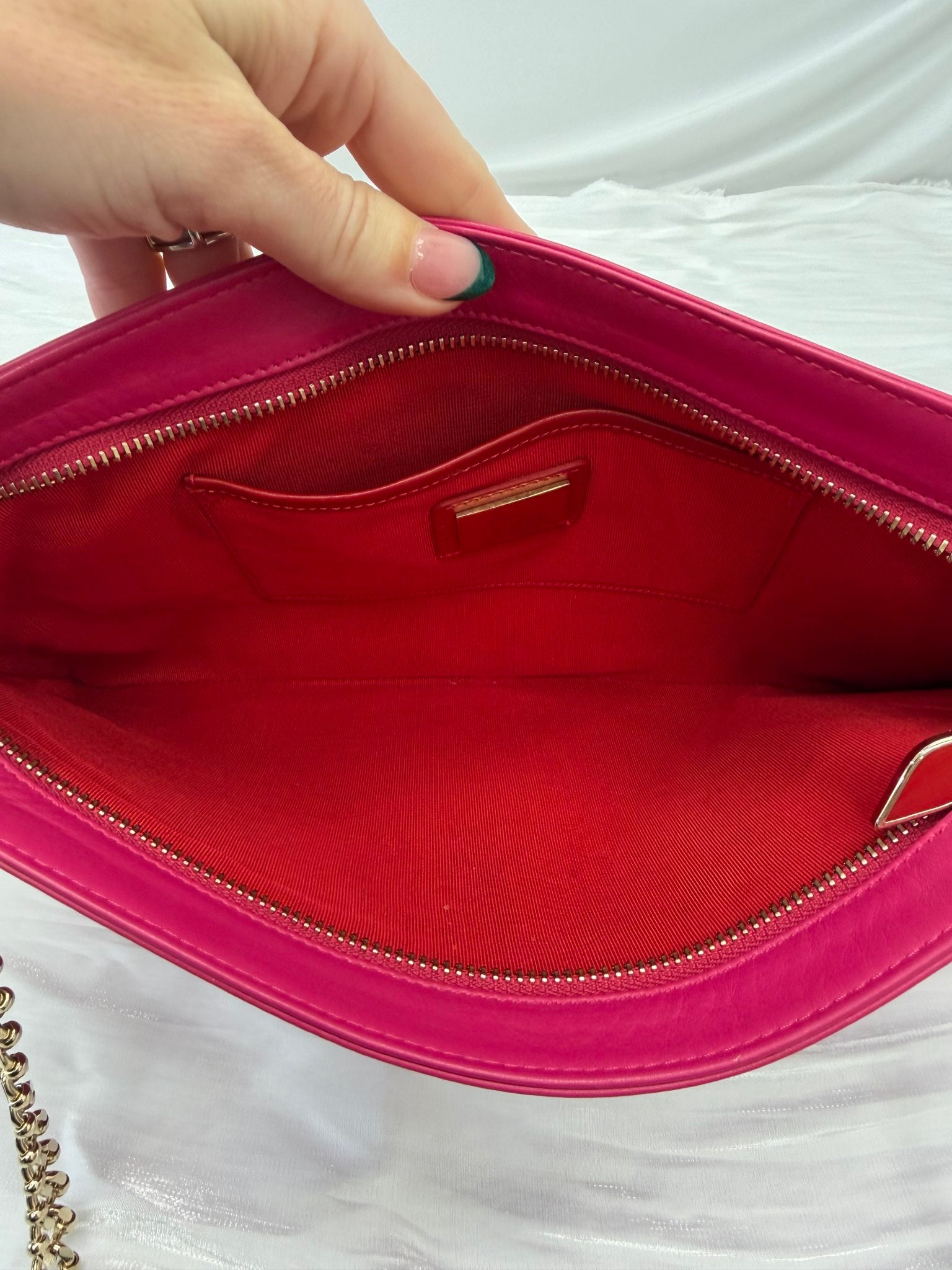 Christian Louboutin Pink Leather Spiked Loubiposh Clutch on a Chain