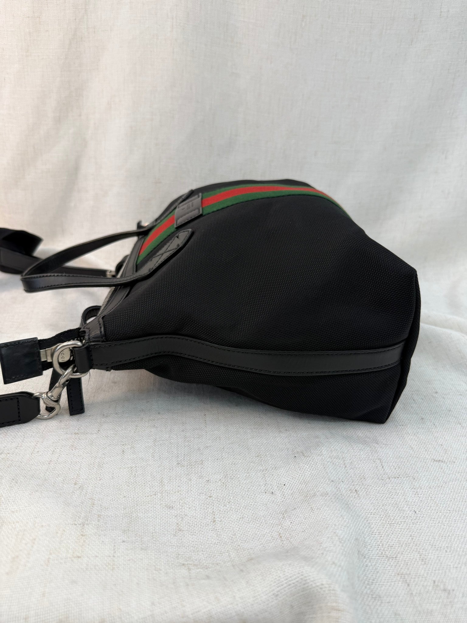 Gucci Black Canvas And Web Two Way Messenger Bag