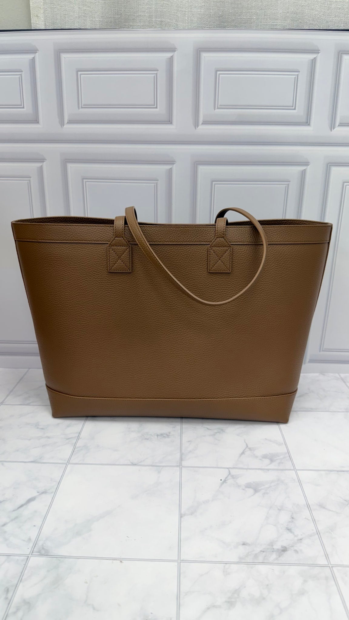 Burberry Brown Pebbled Leather London Shoulder Tote
