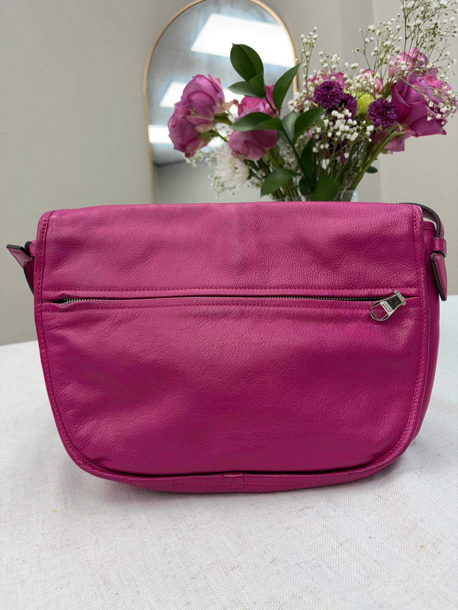 Loewe Fuchsia Heritage Leather Messenger Bag