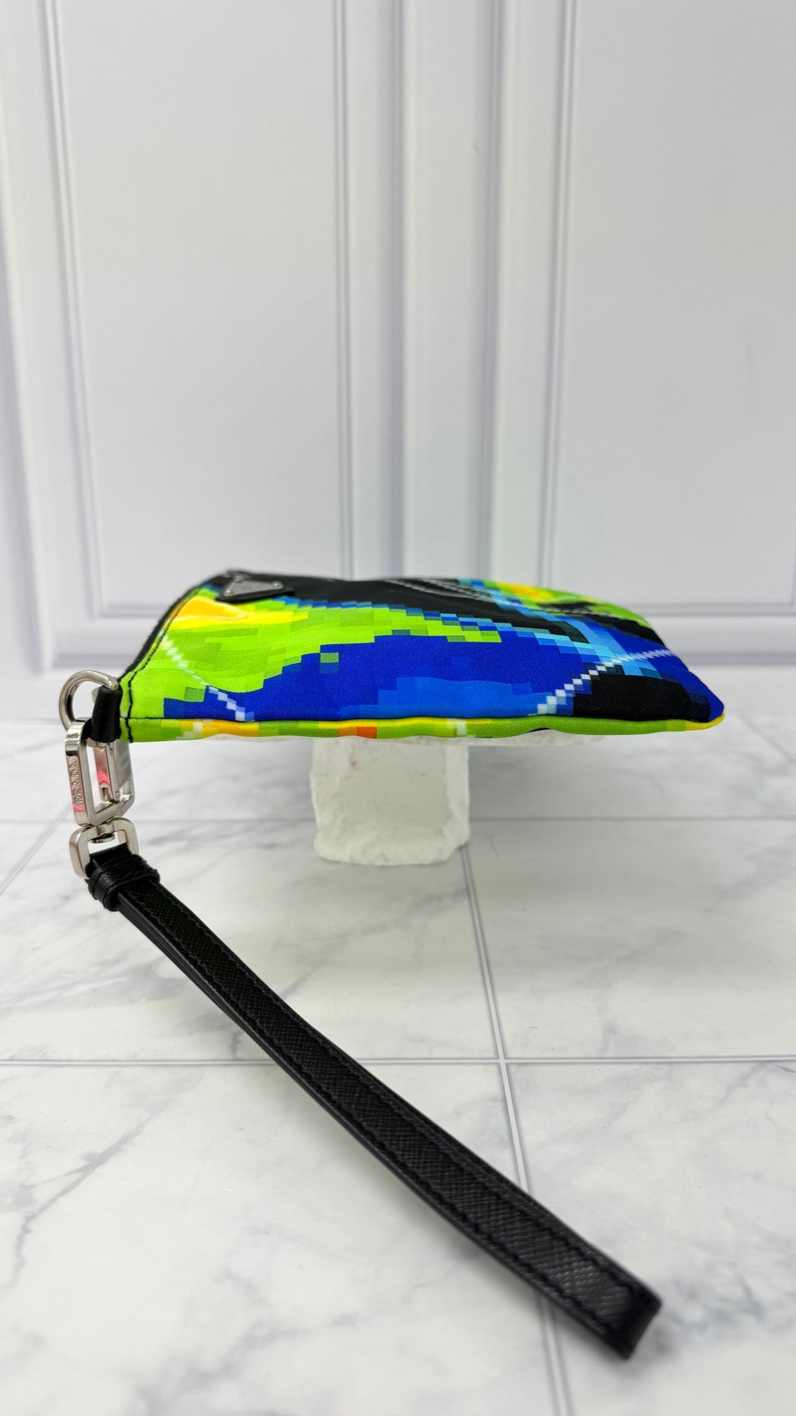 Prada Multicolor Nylon Geometric Wristlet Pouch