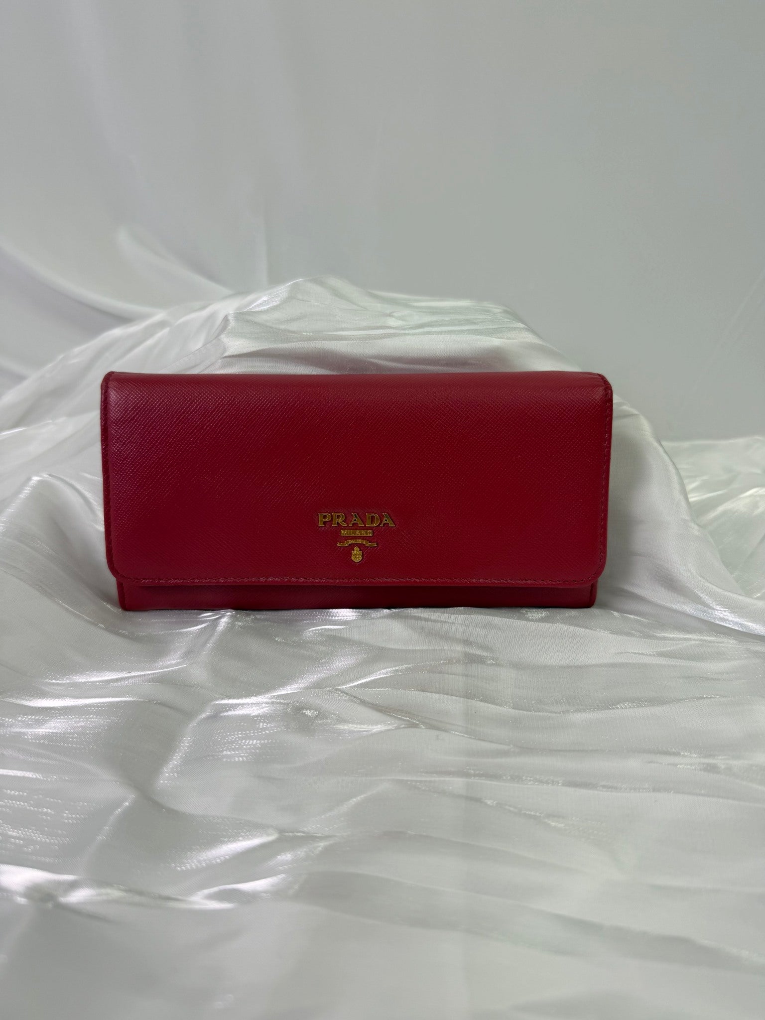 Prada Pink Saffiano Leather Long Snap Wallet