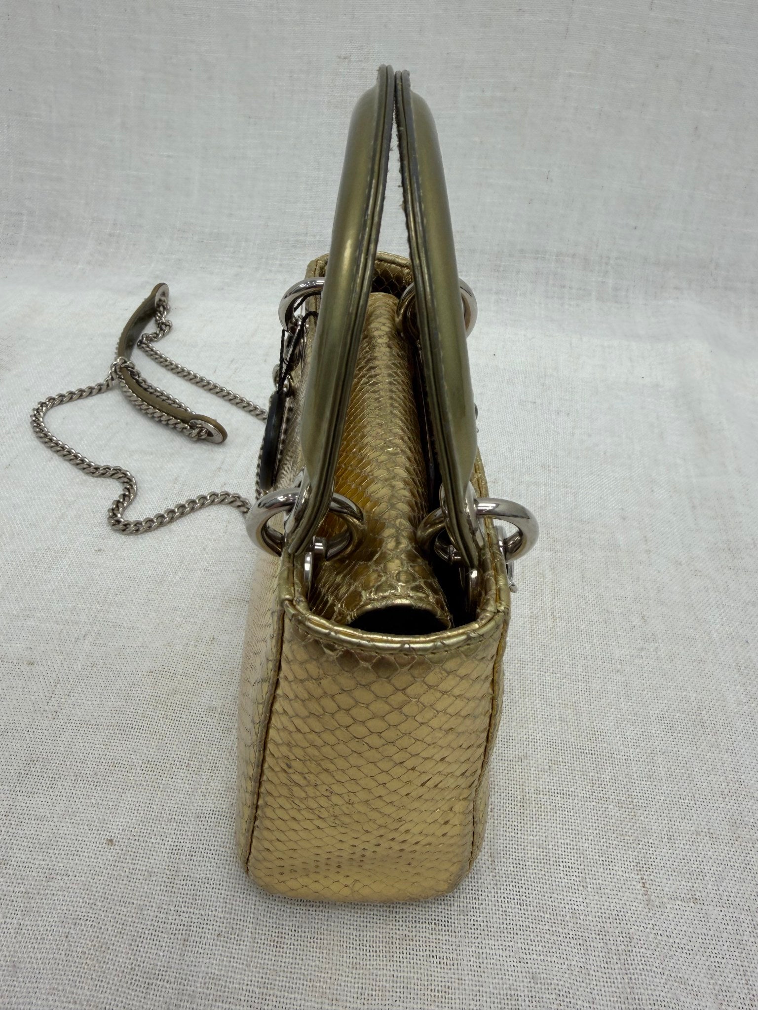 Christian Dior Gold ExtoicSnakeskin Mini Lady Dior