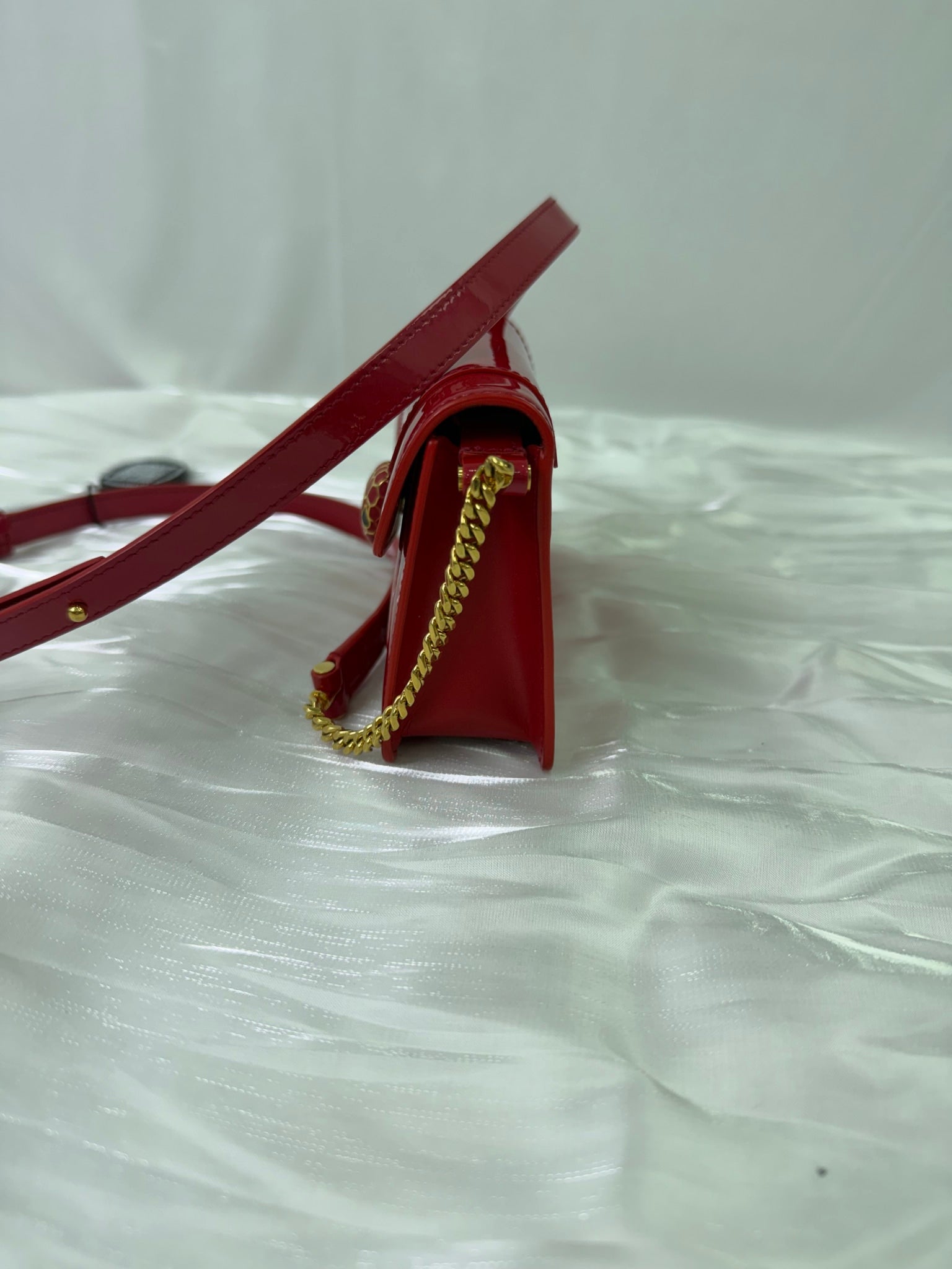 Bvlgari Red Patent Leather Super Mini Serpenti Bag