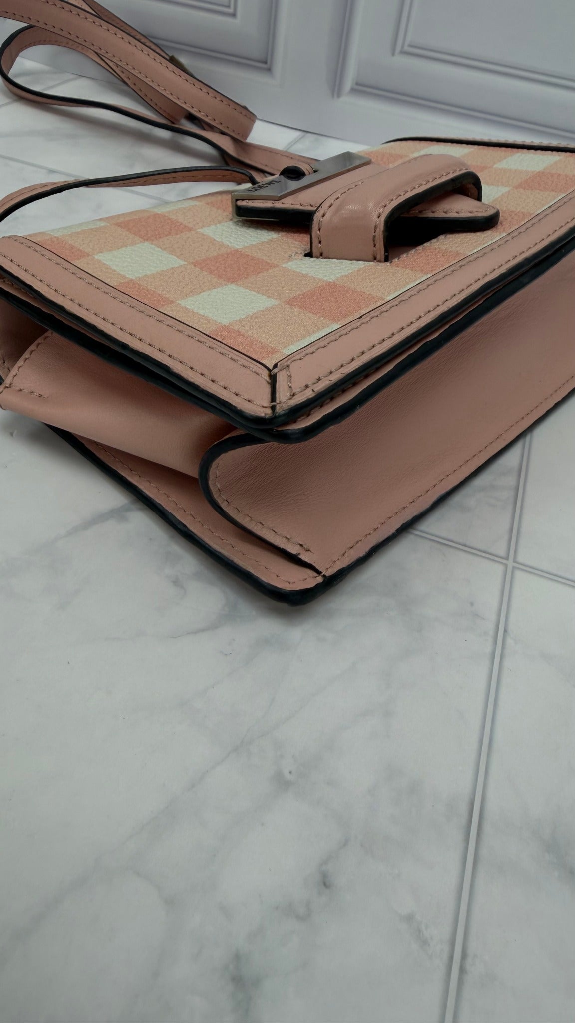 Loewe Pink Gingham Calfskim Small Barcelona Shoulder Bag