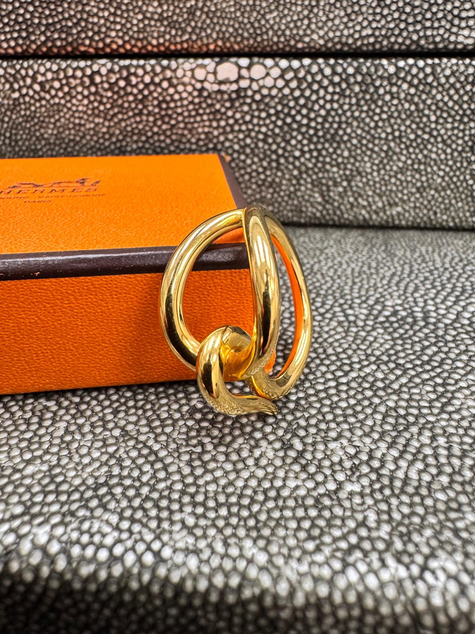 Hermes Gold Tone Jumbo Scarf Ring
