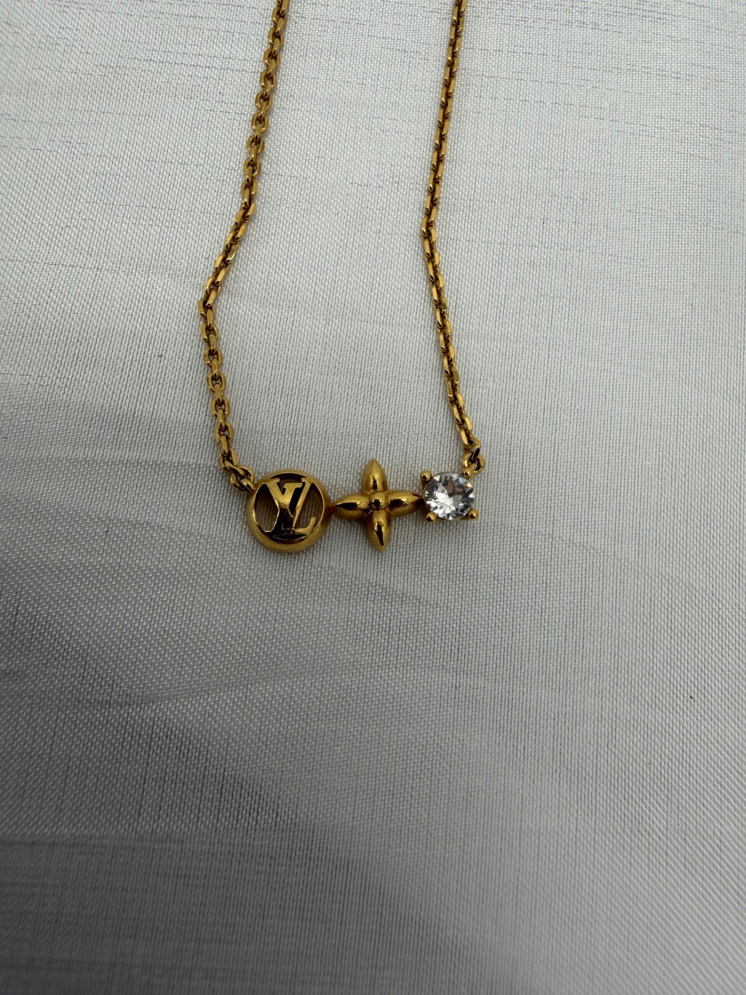 Louis Vuitton Blossom Logo Monogram Gold Tone Necklace