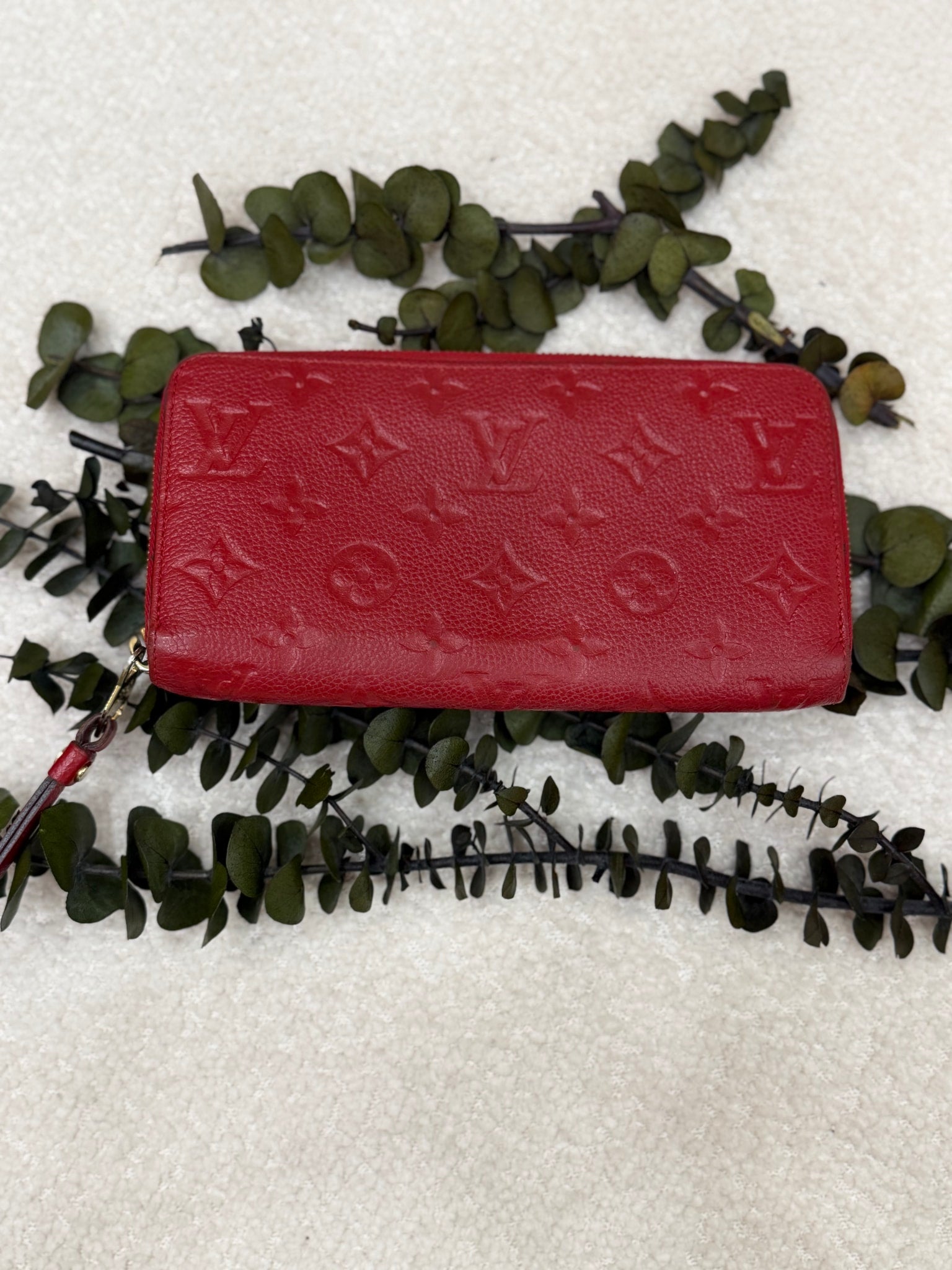 Louis Vuitton Red Empreinte Leather Zippy Wallet