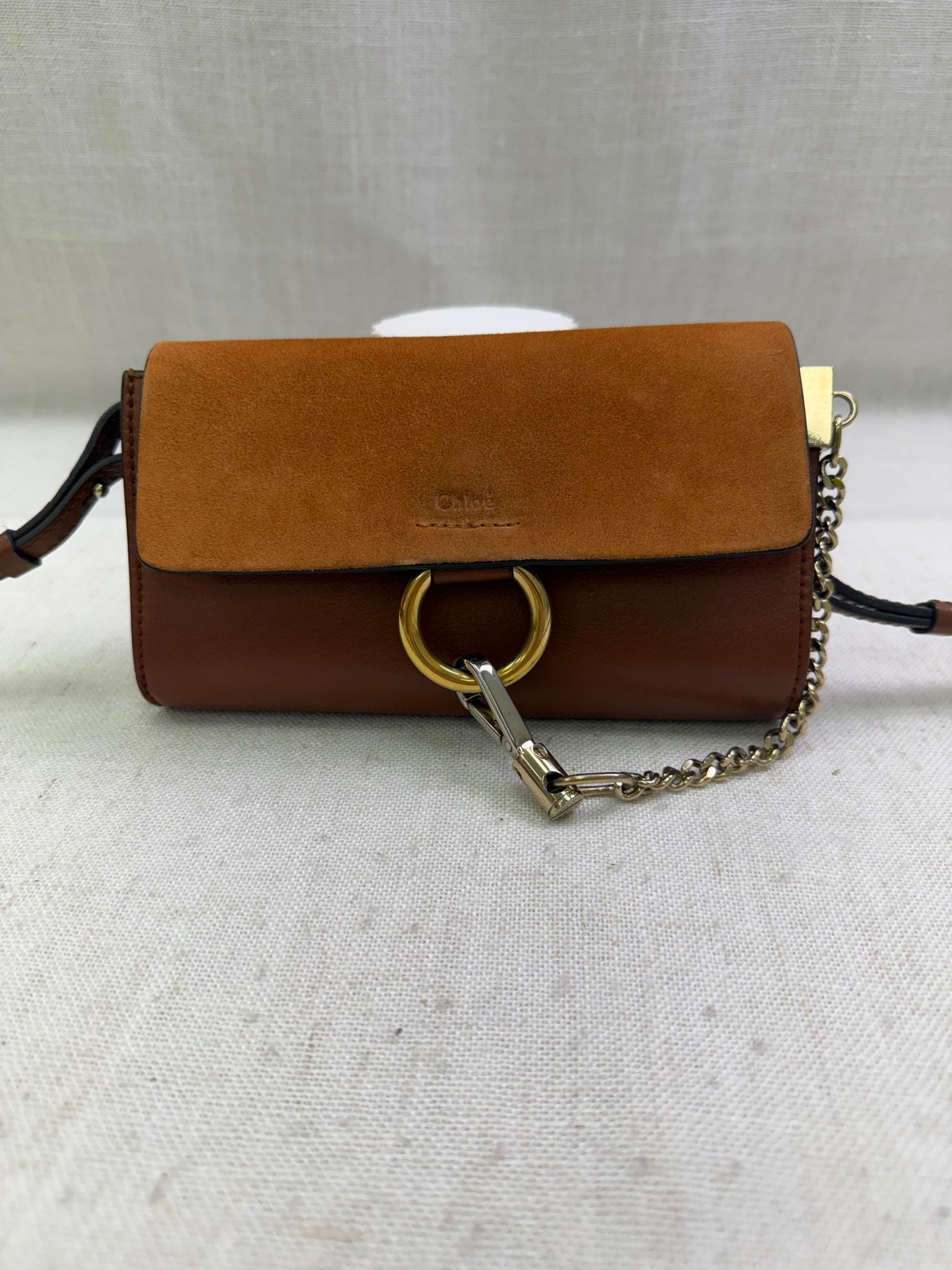 Chloe Brown Leather & Suede Mini Faye Crossbody Bag