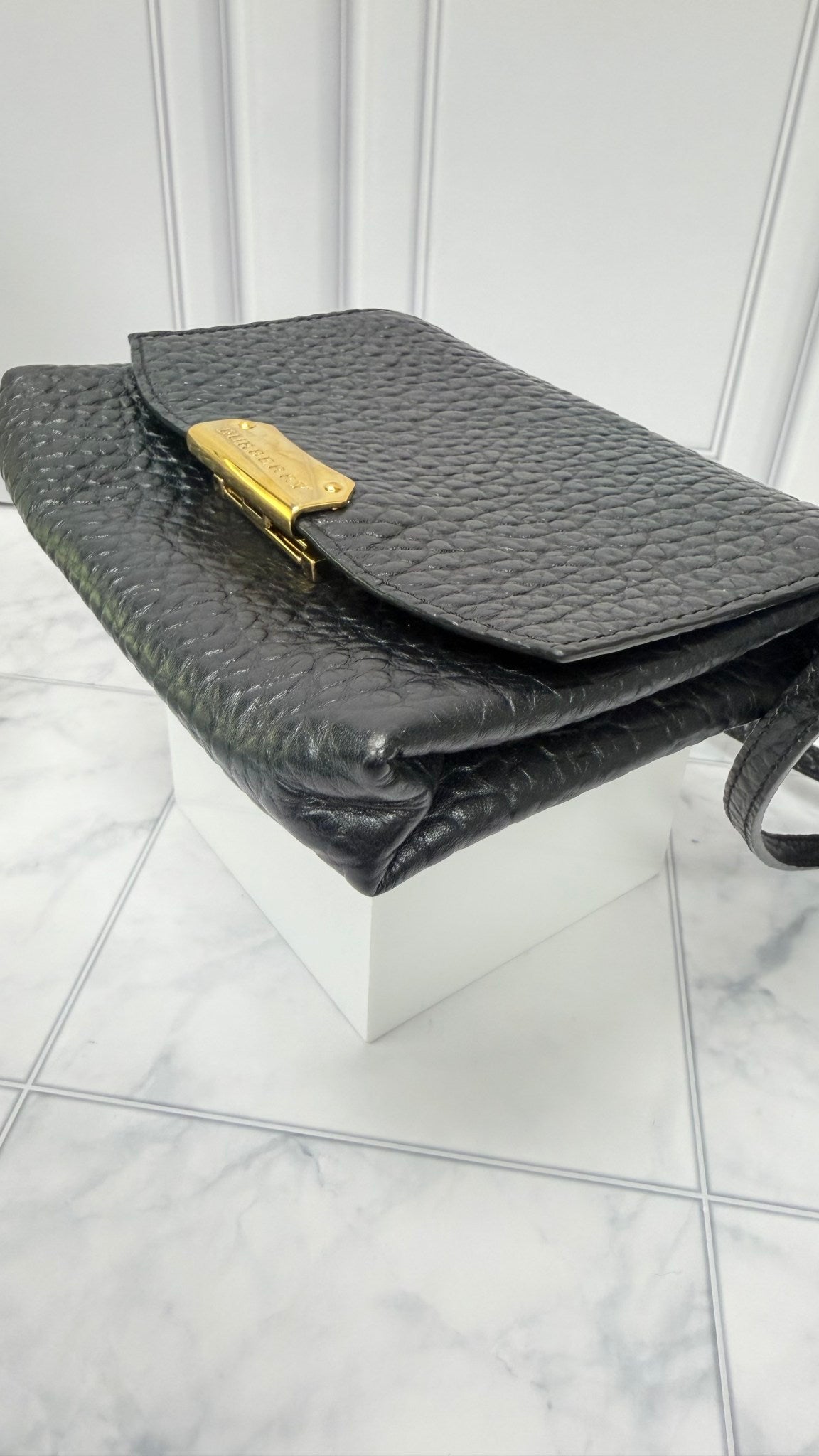 Burberry Black Grained Leather Crossbody Bag