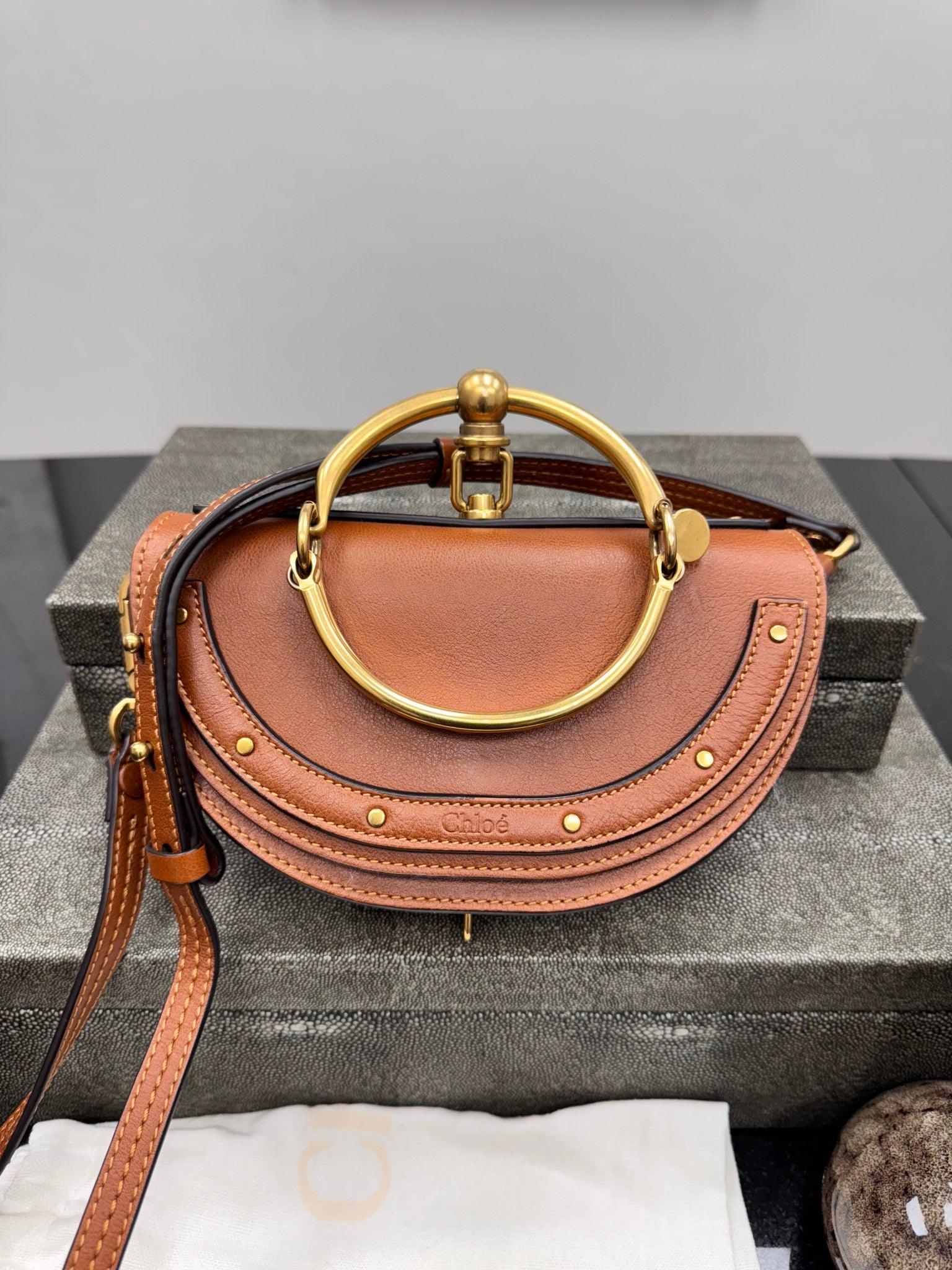 Chloe Brown Leather Nile 2Way Bag