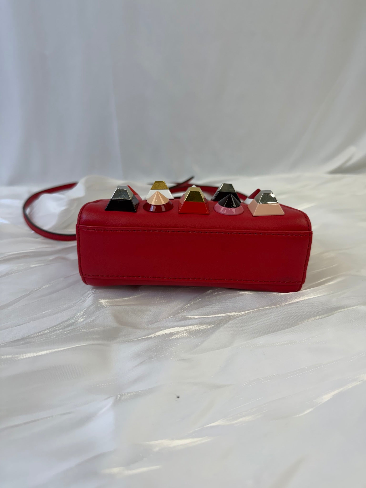 Fendi Red Leather Peekaboo Micro Bag