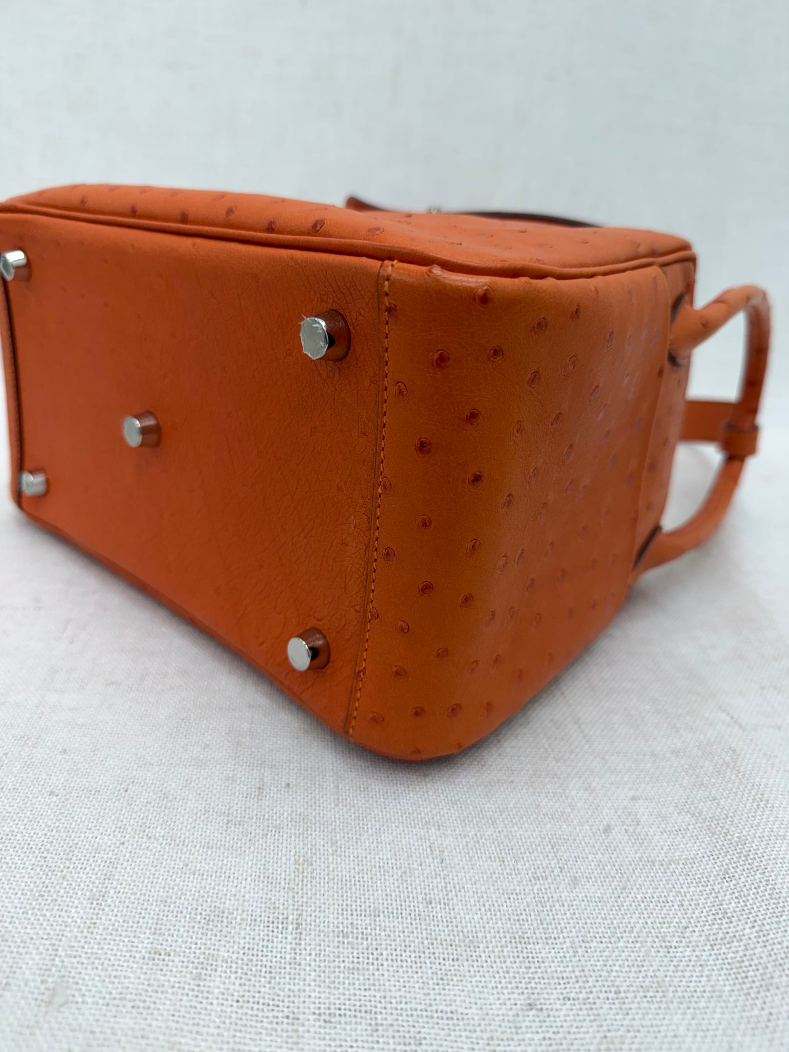 Hermes Tangerine Ostrich Leather Lindy 26