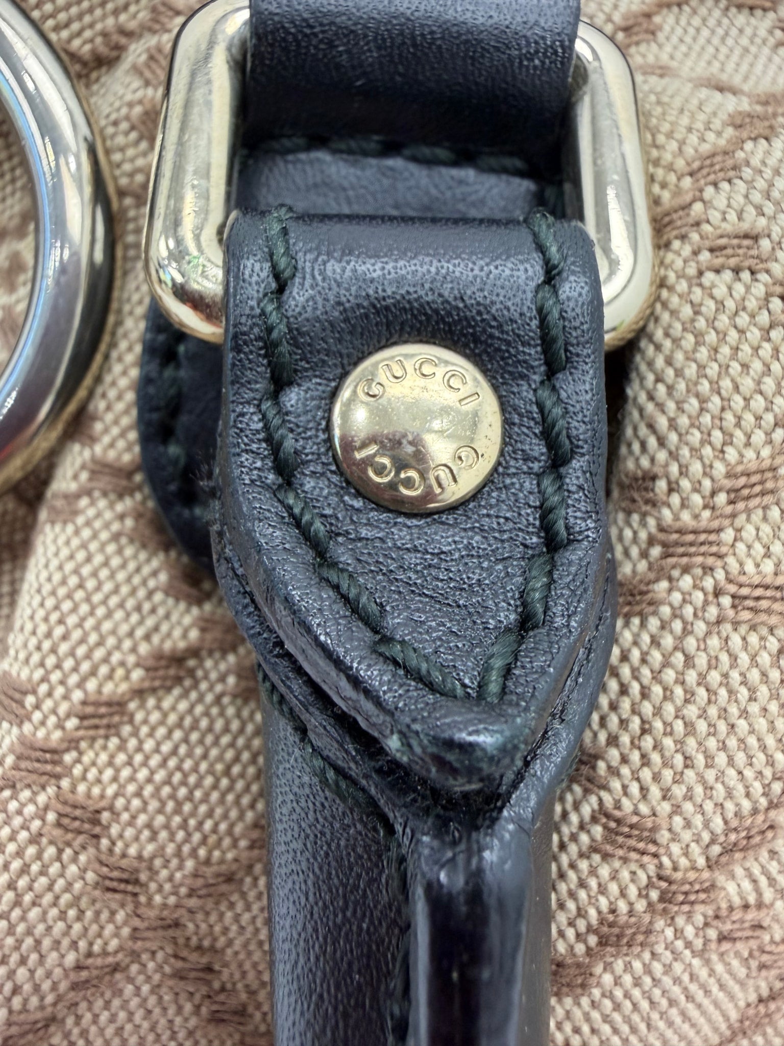 Gucci Beige Diamante Canvas Sukey Handbag