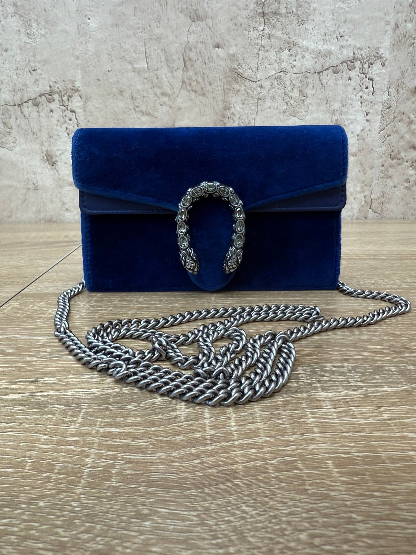 Gucci Blue Velvet Mini Dionysus Super Crossbody Bag