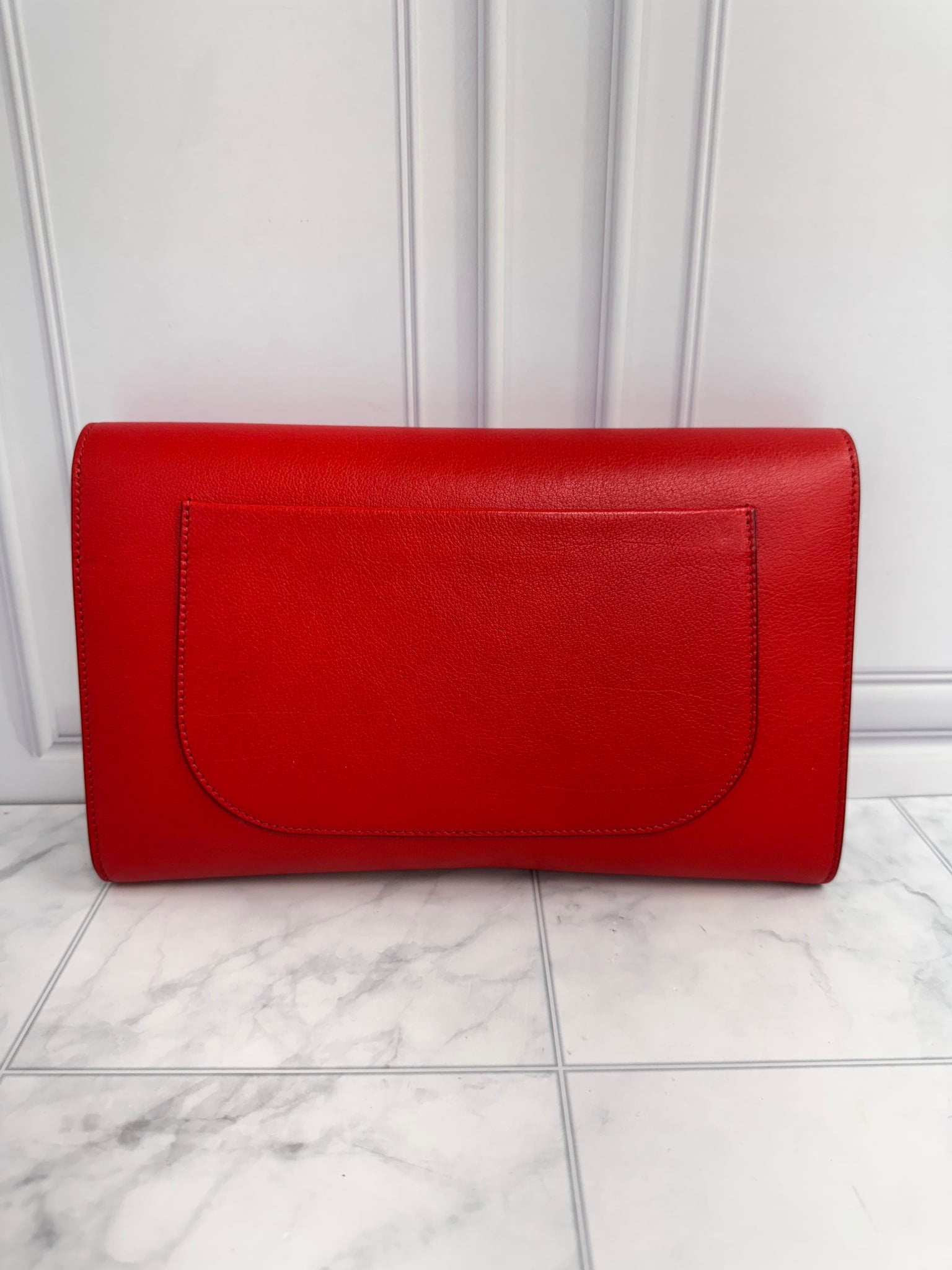 Celine Red Leather Trotteur Clutch Bag