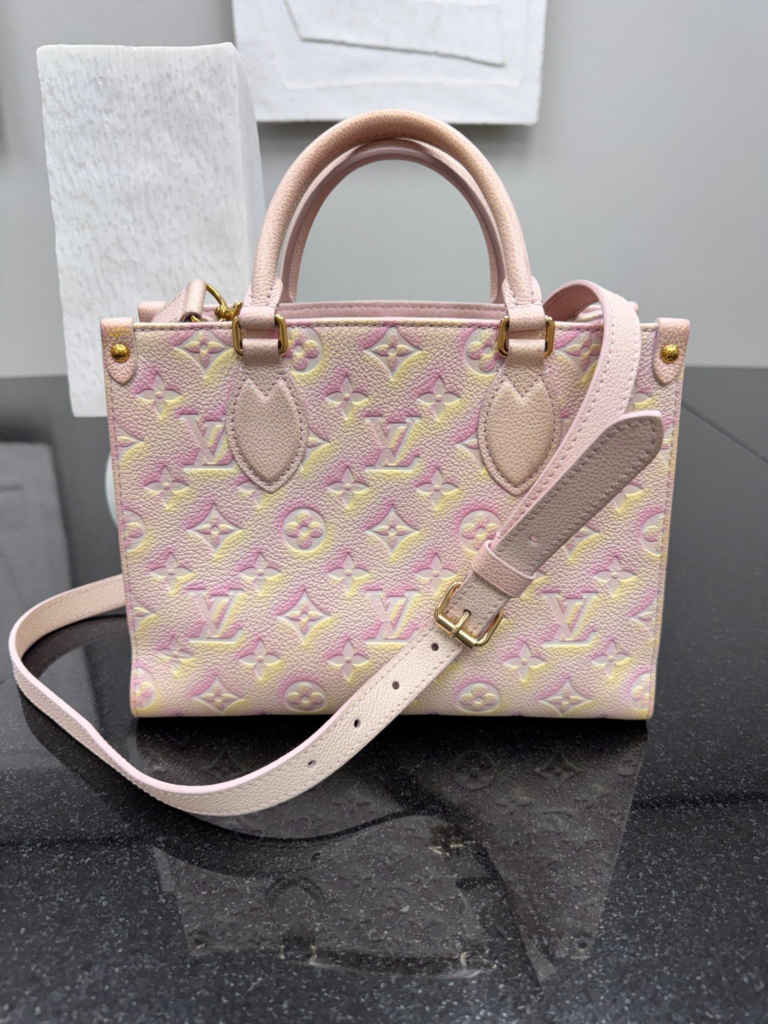 Louis Vuitton Yellow And Pink Monogram Empreinte Leather Summer Stardust On The Go PM