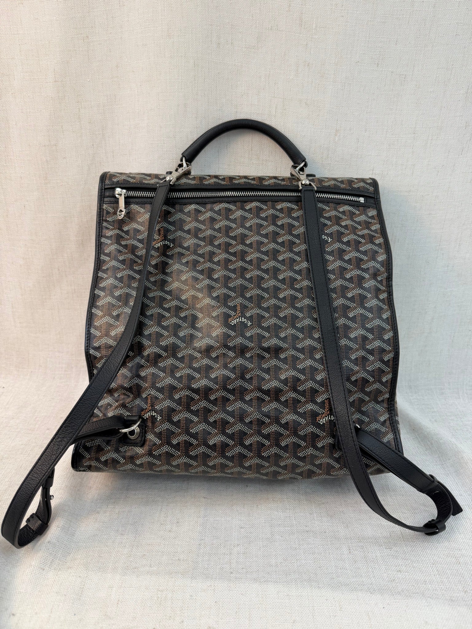 Goyard Black Leather Goyardine Saint Leger Backpack