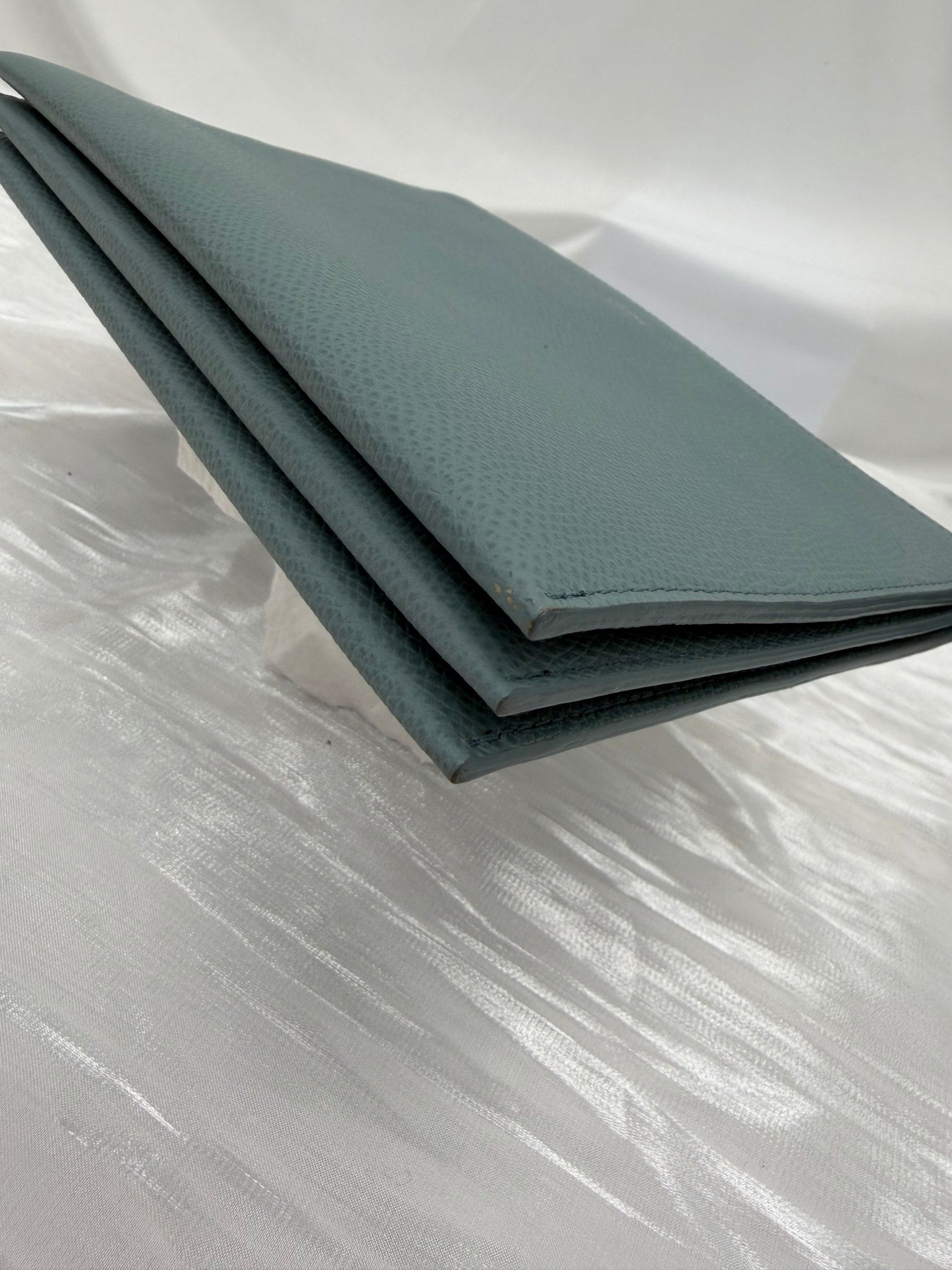 Celine Blue Pebbled Leather Zip Pouch